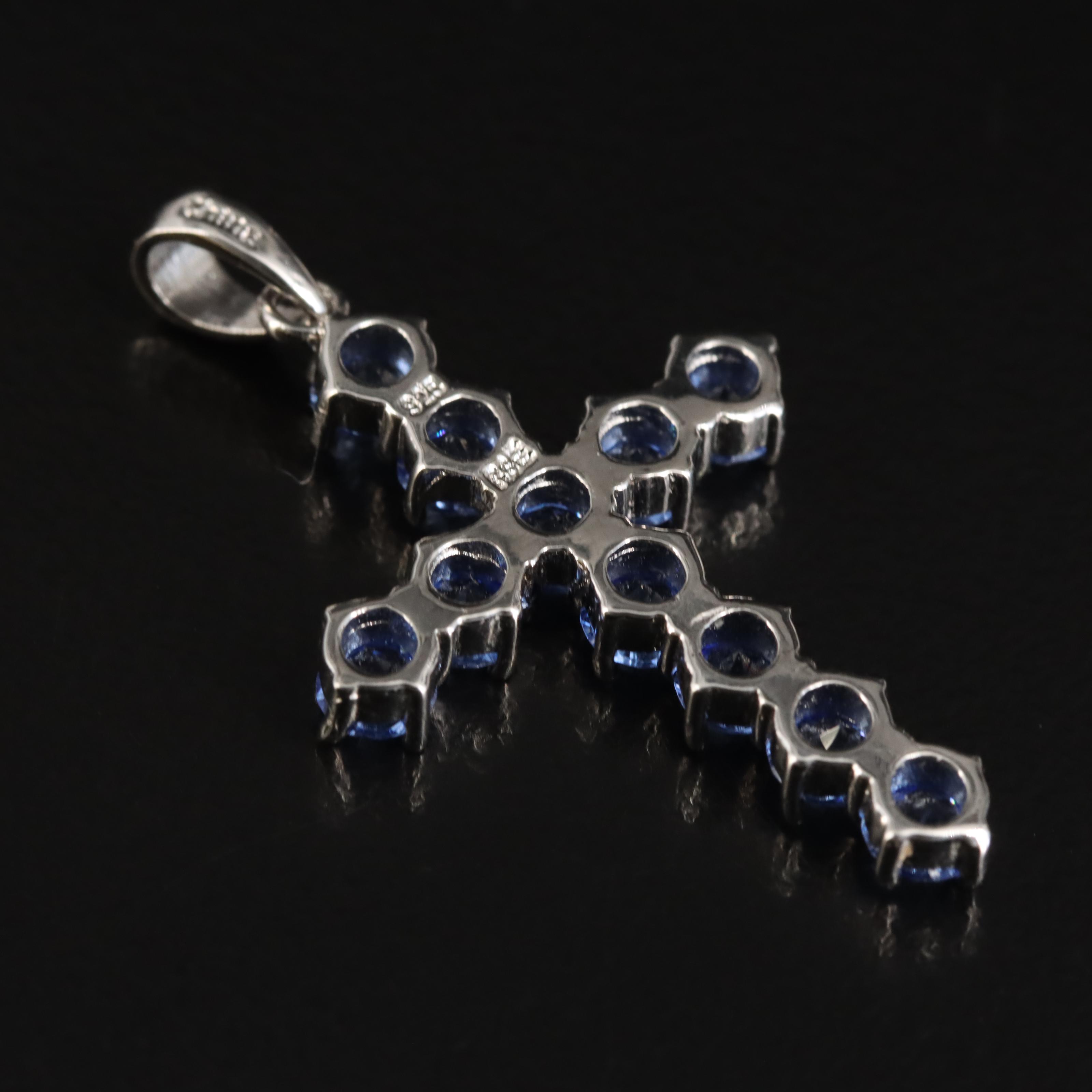 Sterling Glass Cross Pendant