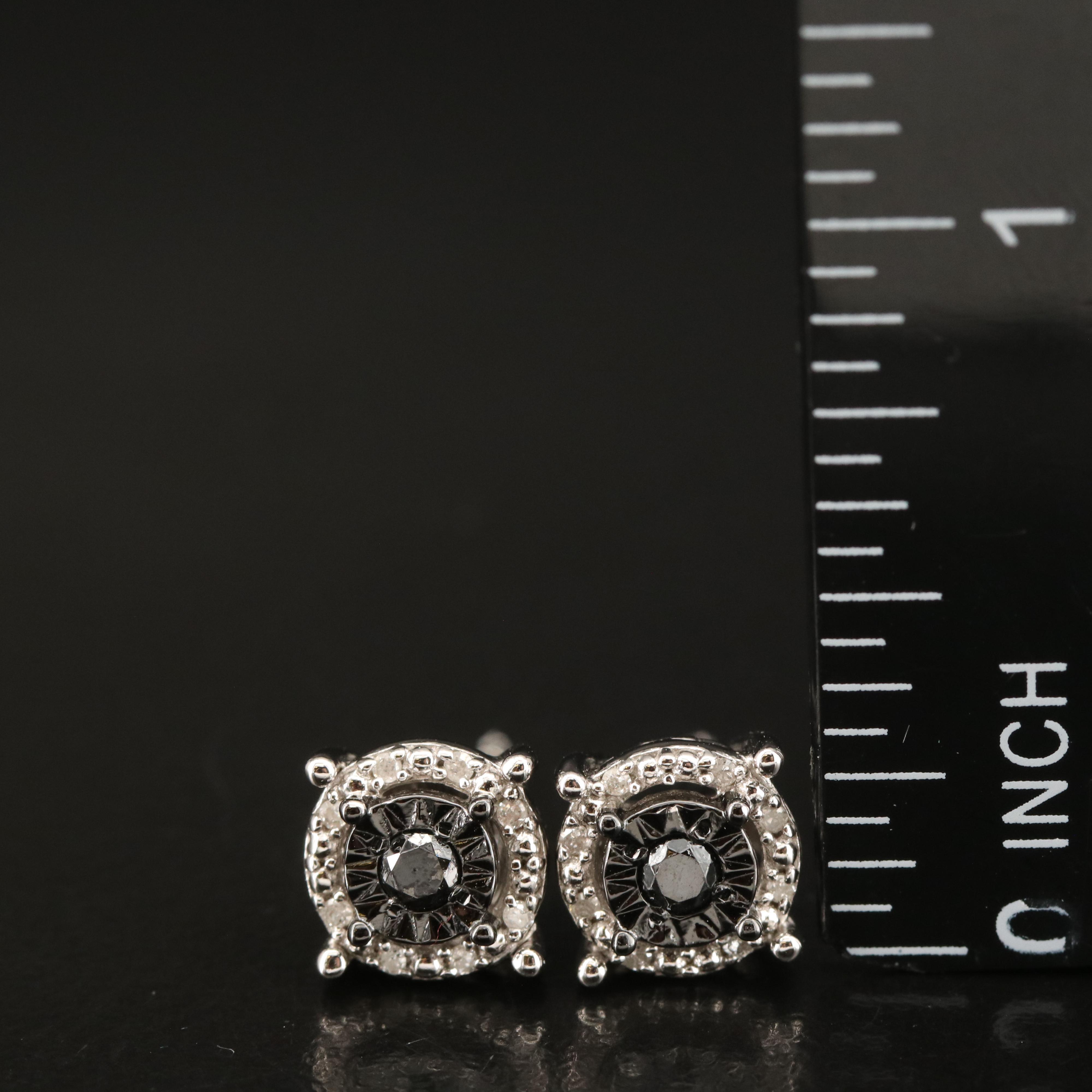 Sterling Diamond Halo Earrings