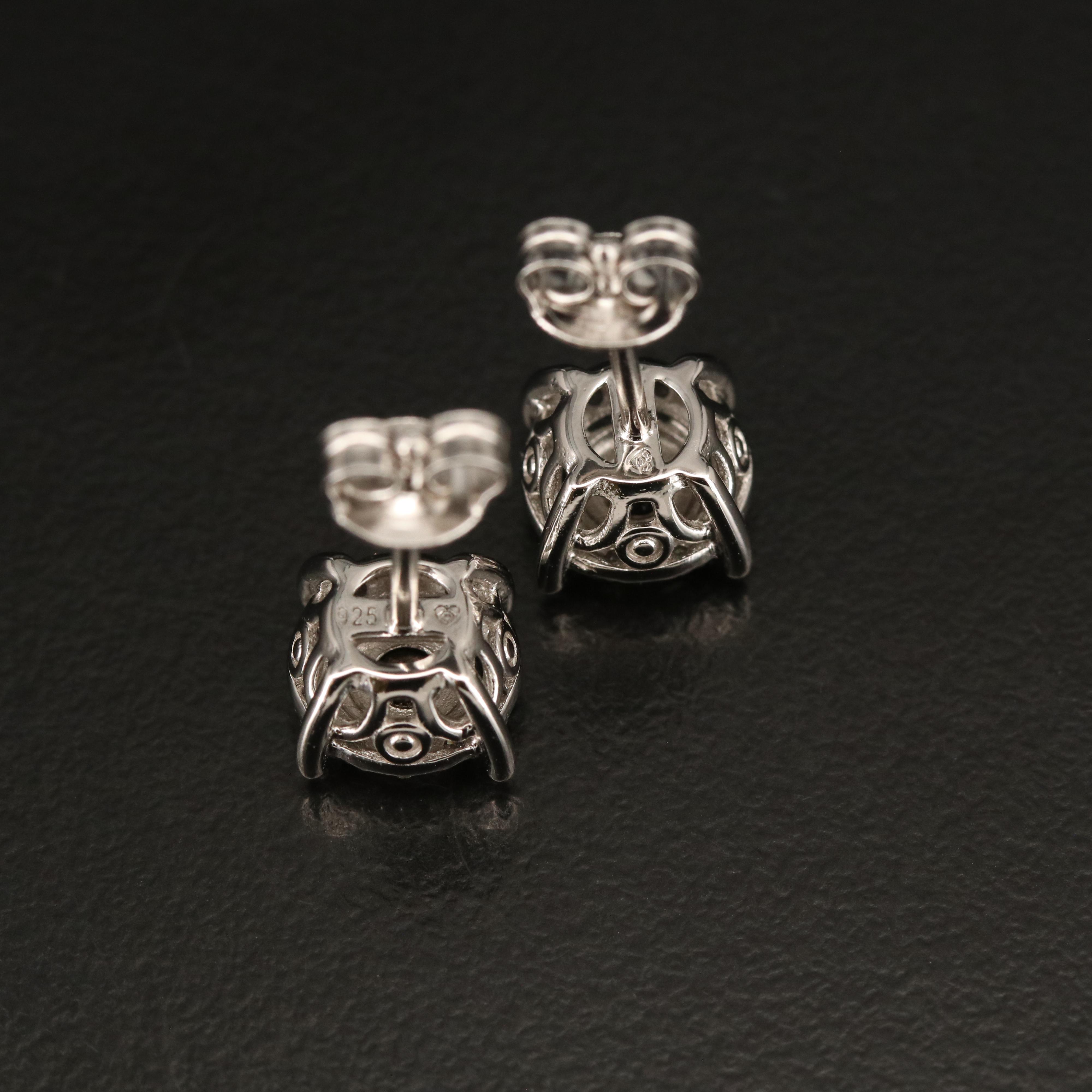 Sterling Diamond Halo Earrings