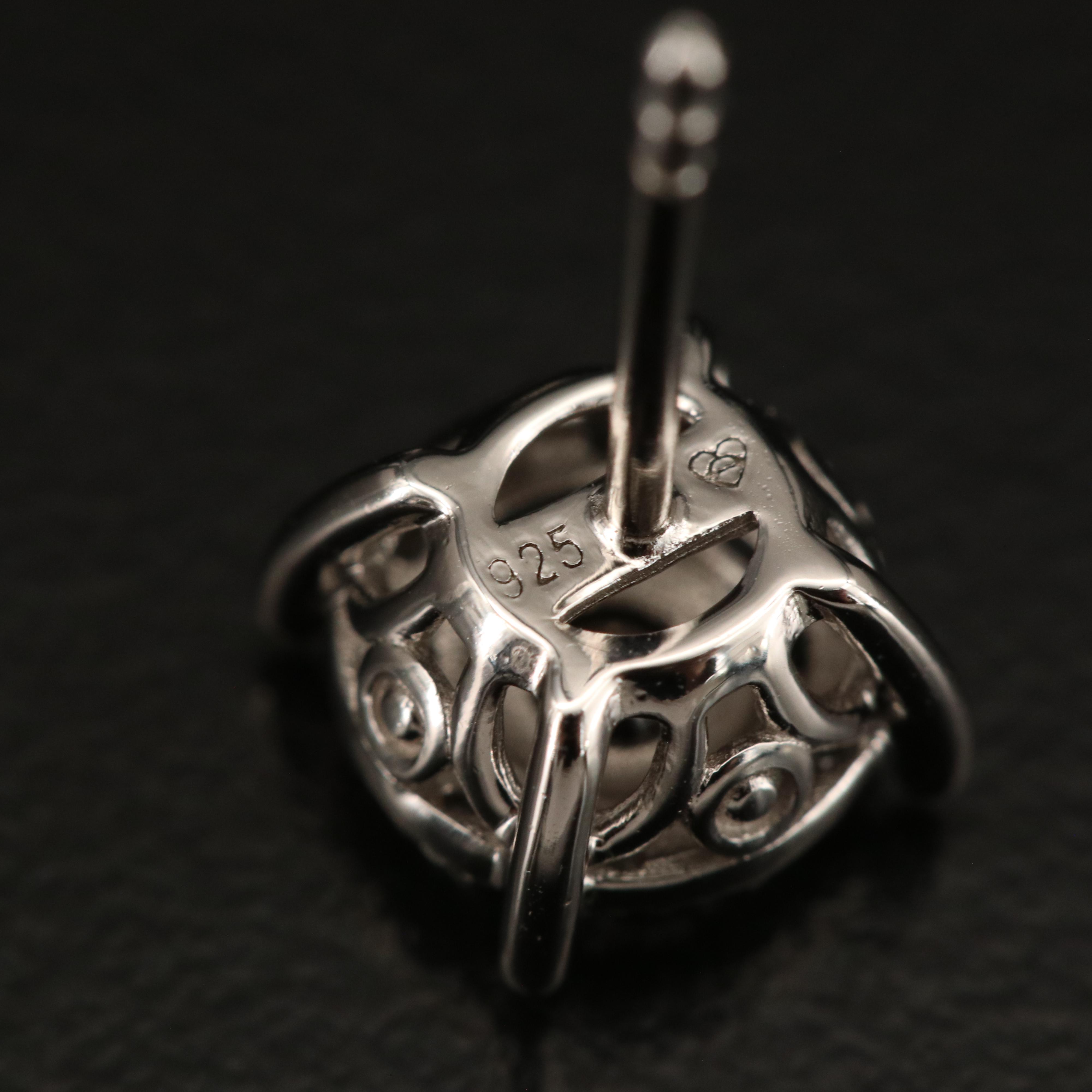 Sterling Diamond Halo Earrings