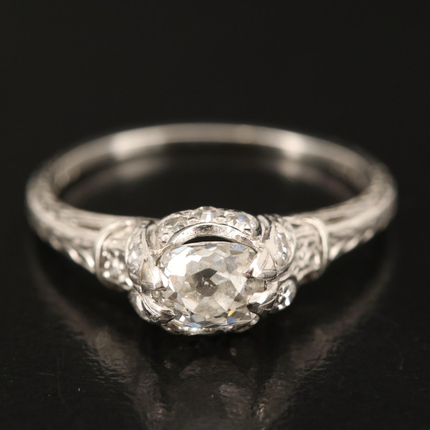 Antique Platinum 0.70 CTW Diamond Ring