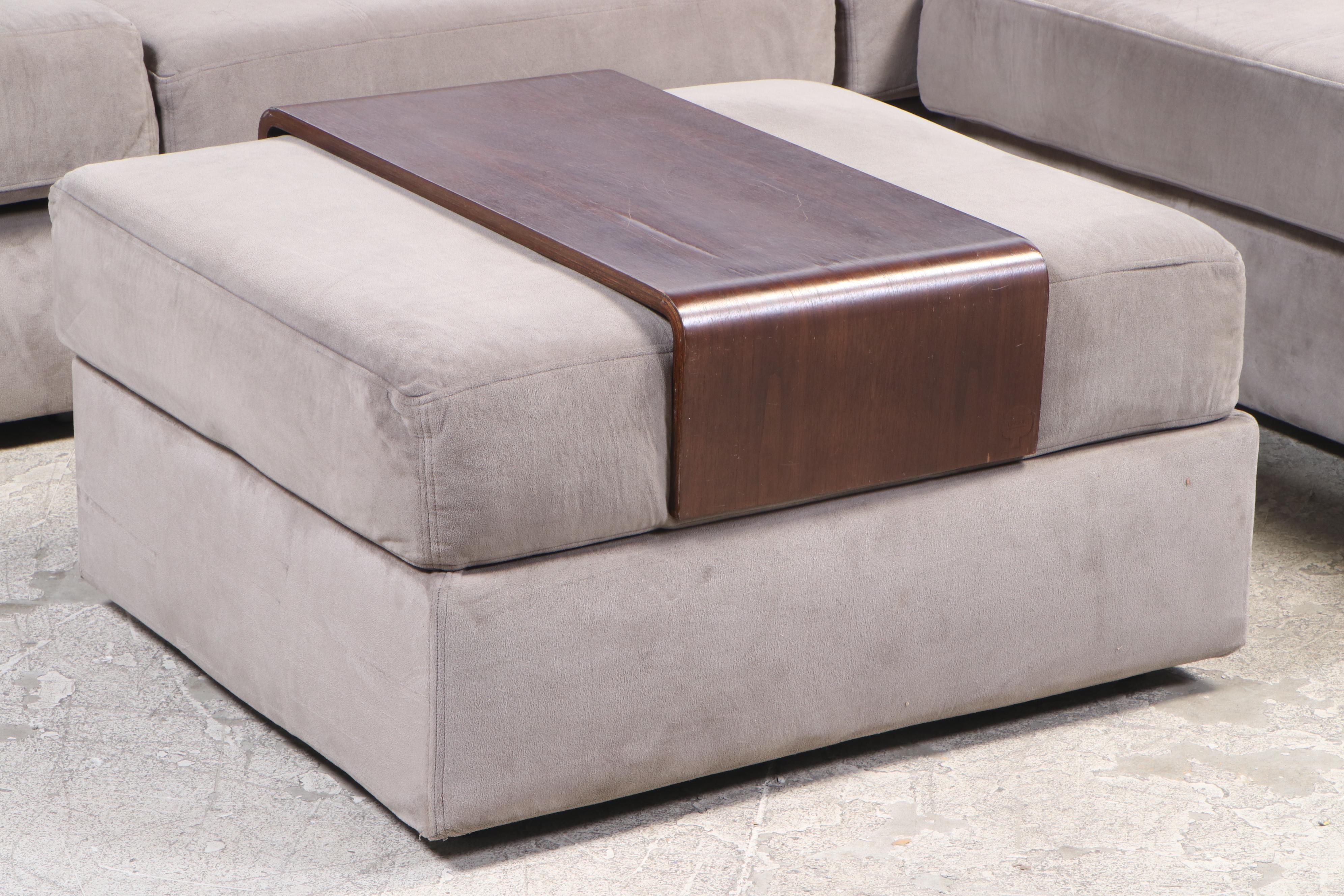 Lovesac Sectional Seating Group with Walnut Serving Accessories