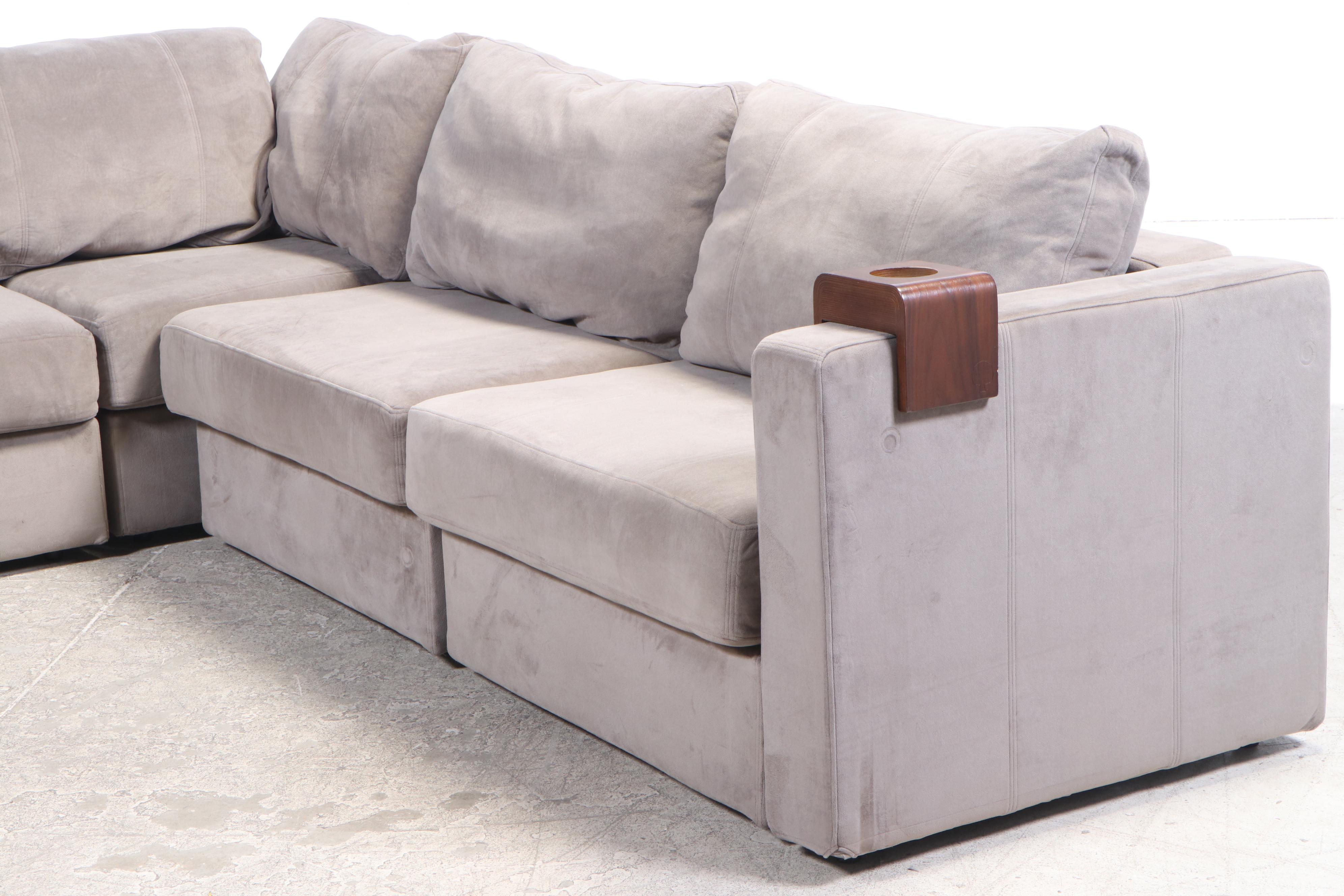 Lovesac Sectional Seating Group with Walnut Serving Accessories