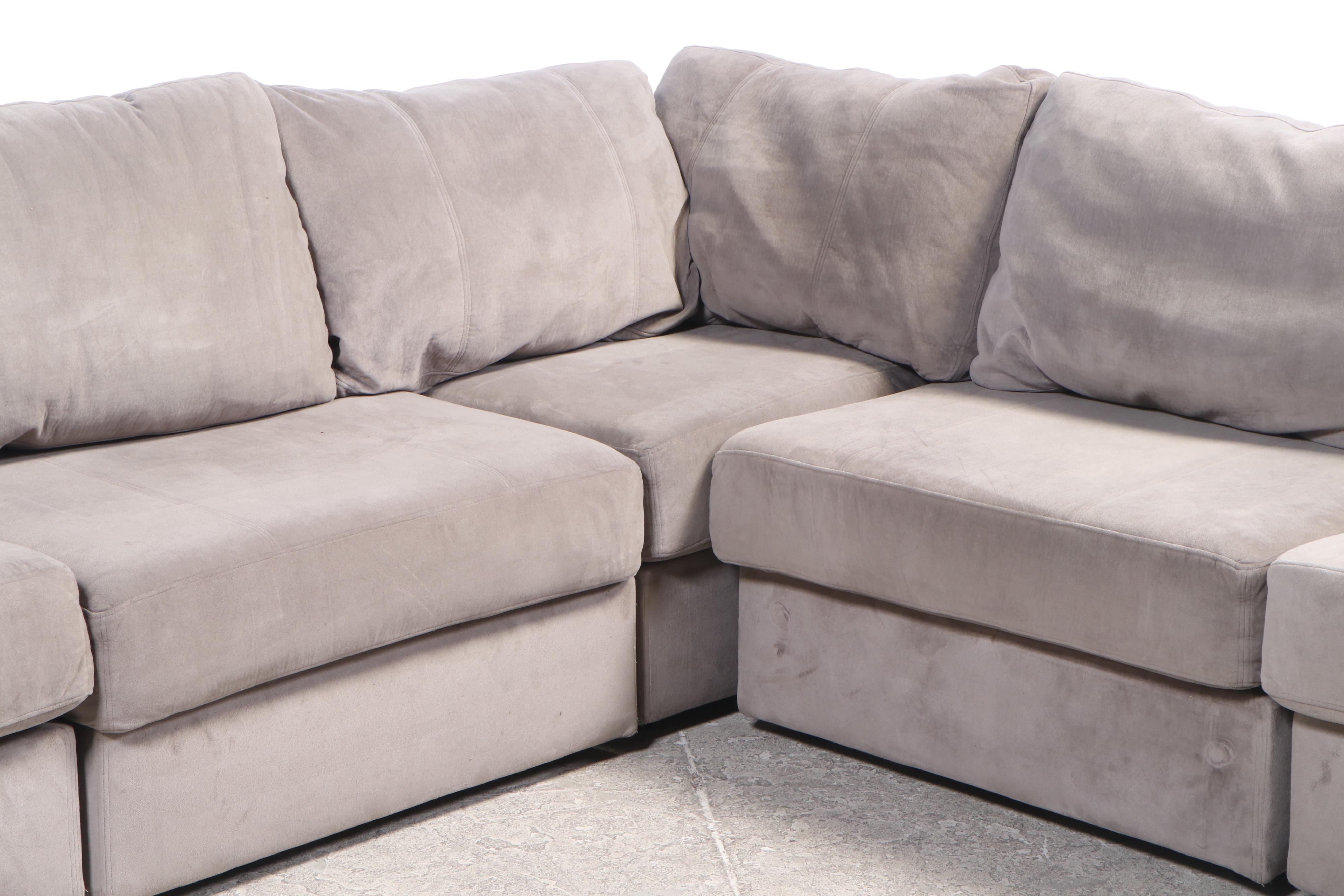Lovesac Sectional Seating Group with Walnut Serving Accessories