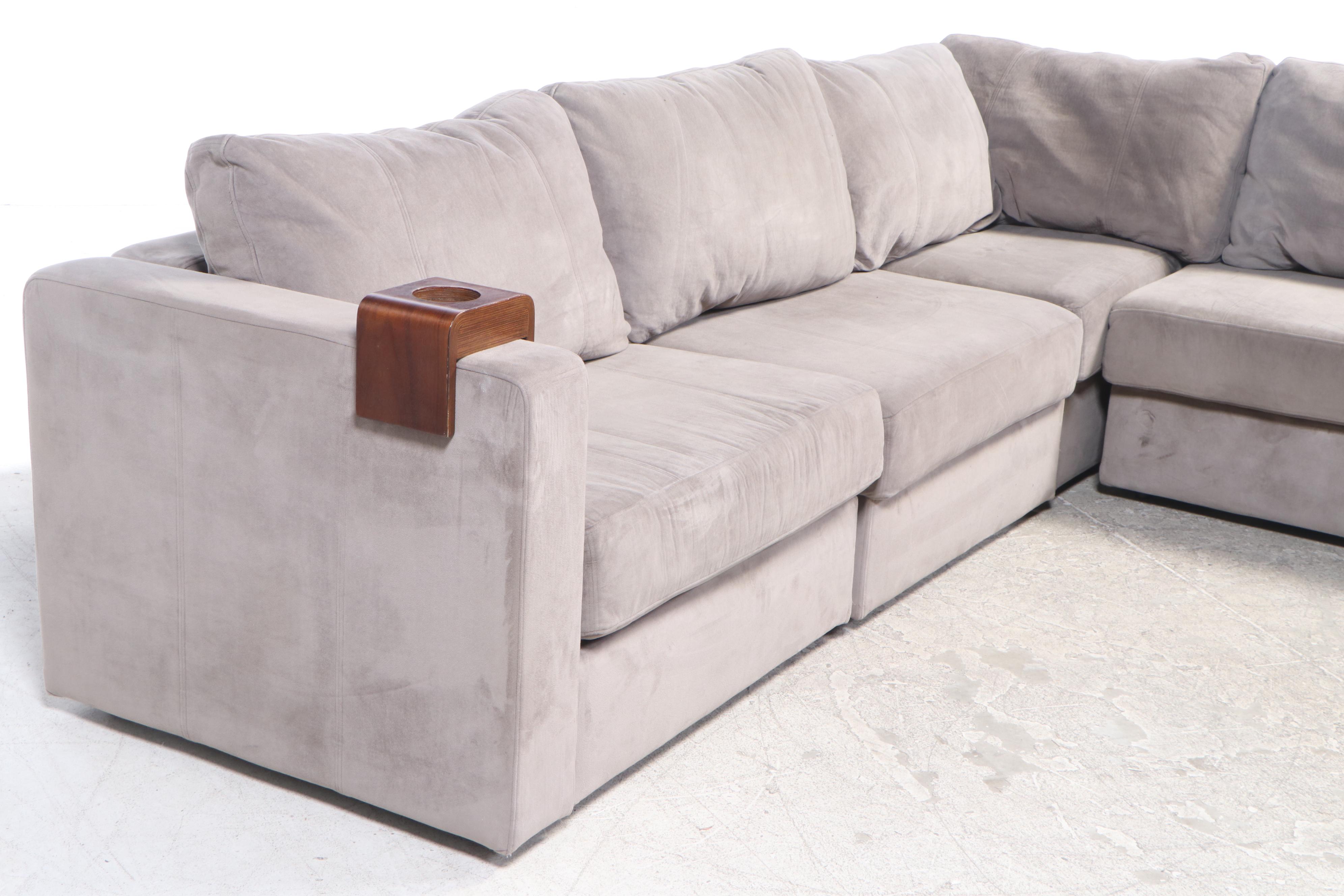 Lovesac Sectional Seating Group with Walnut Serving Accessories