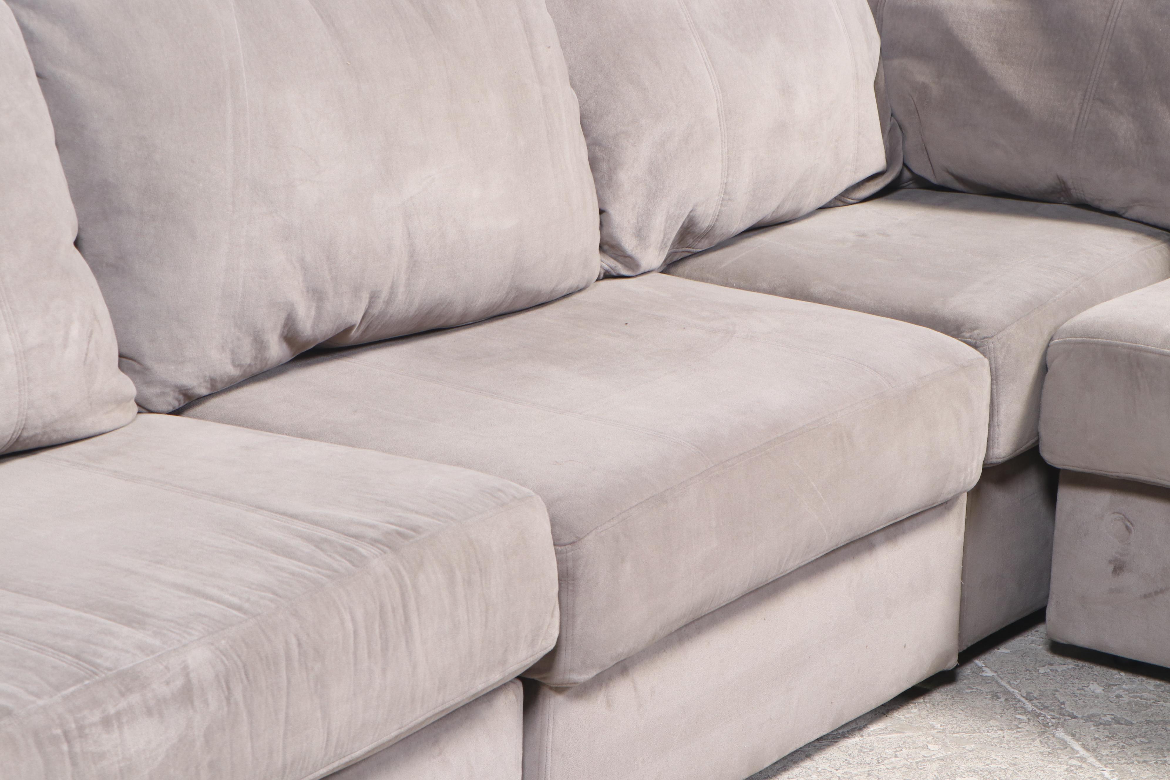 Lovesac Sectional Seating Group with Walnut Serving Accessories