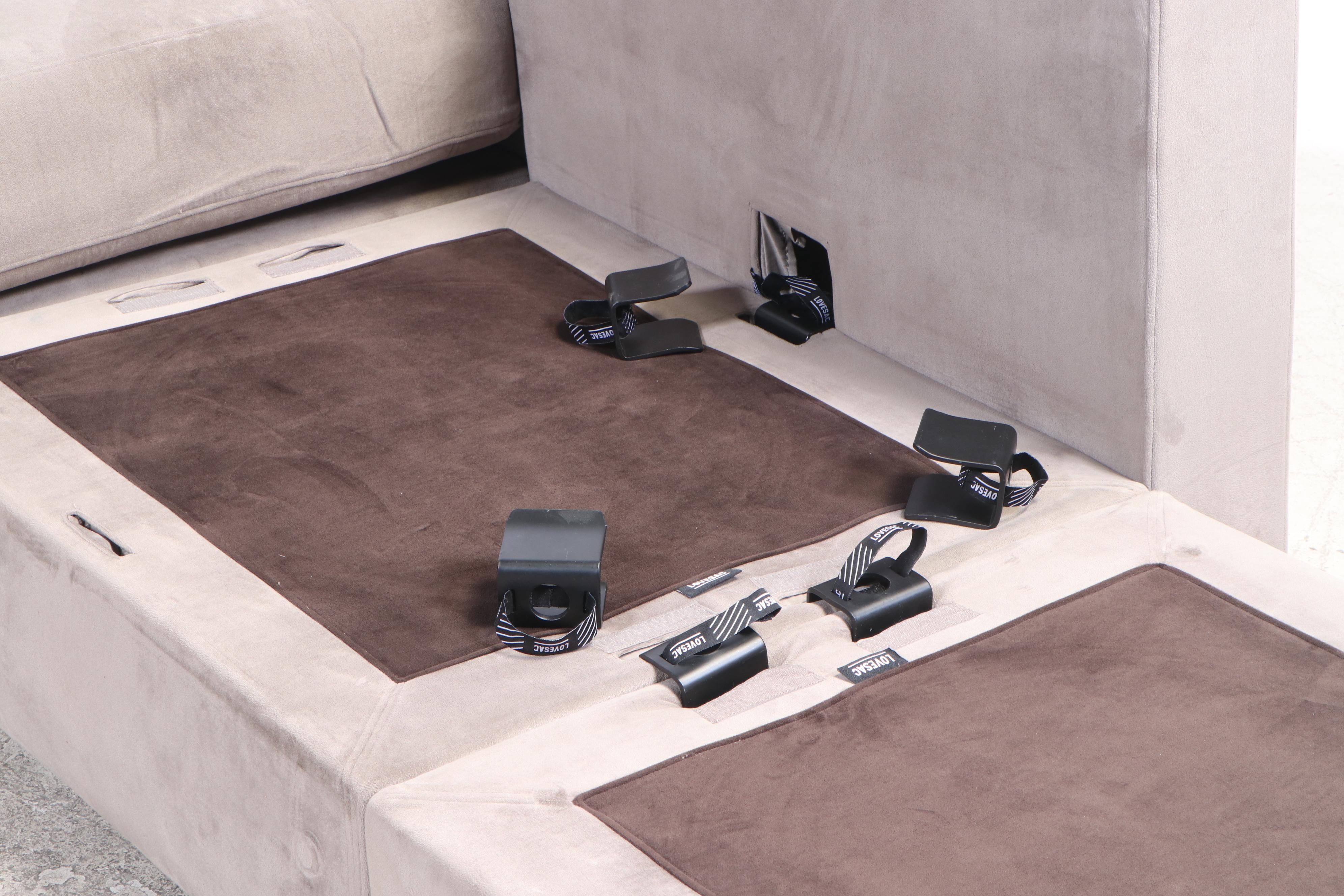 Lovesac Sectional Seating Group with Walnut Serving Accessories