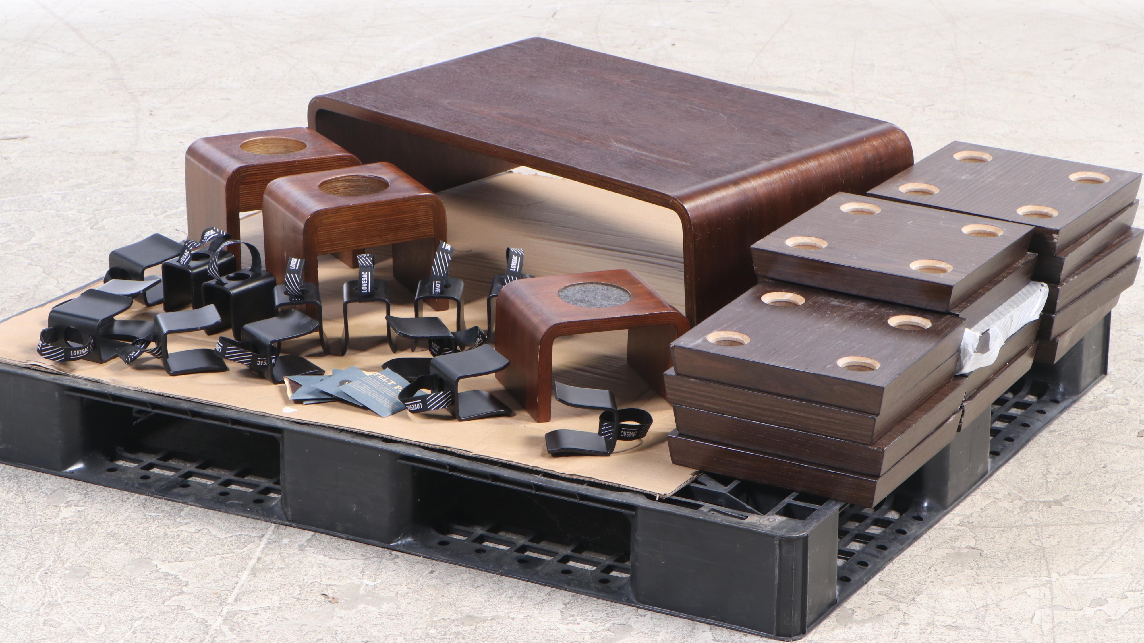 Lovesac Sectional Seating Group with Walnut Serving Accessories