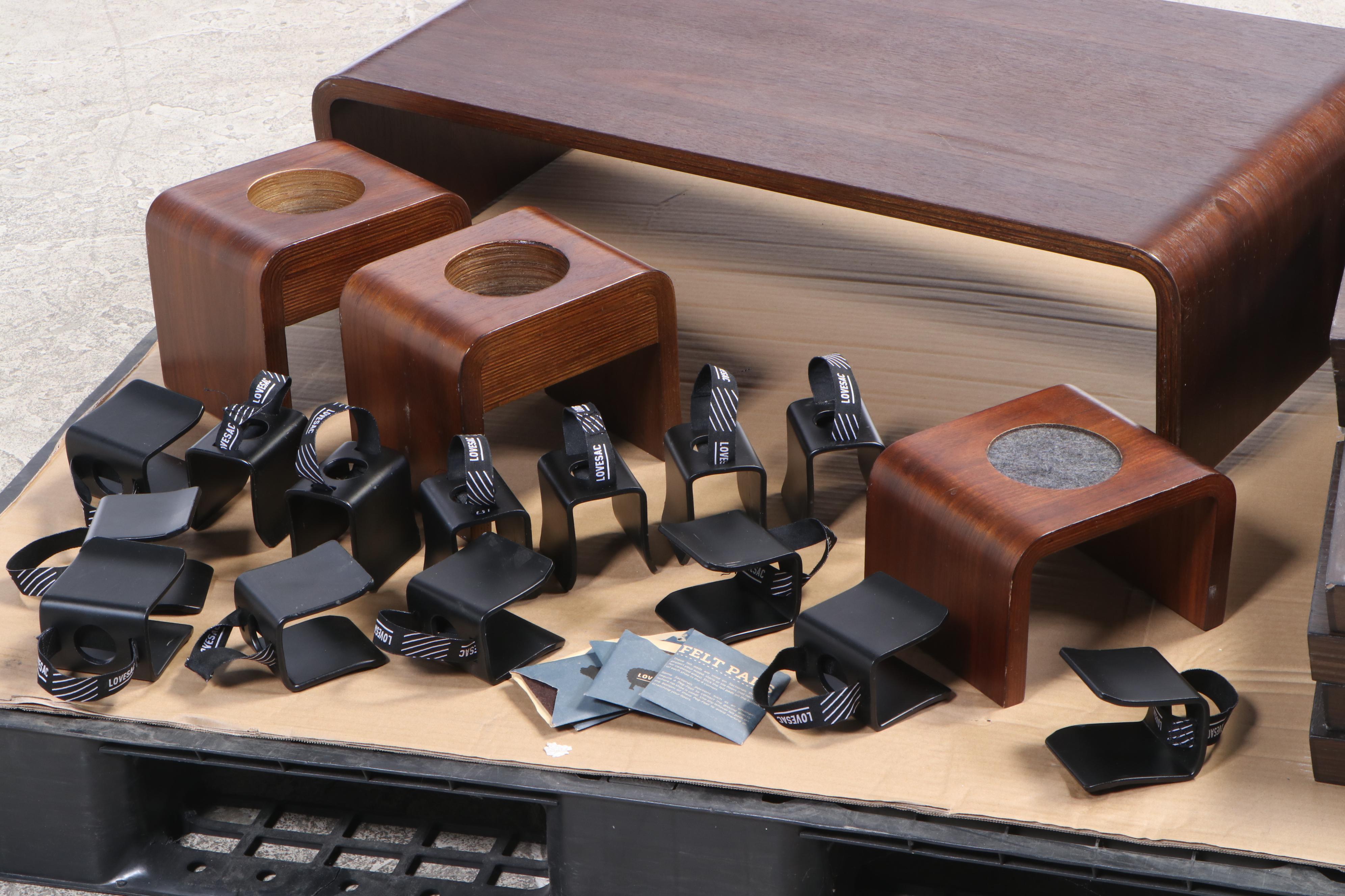 Lovesac Sectional Seating Group with Walnut Serving Accessories