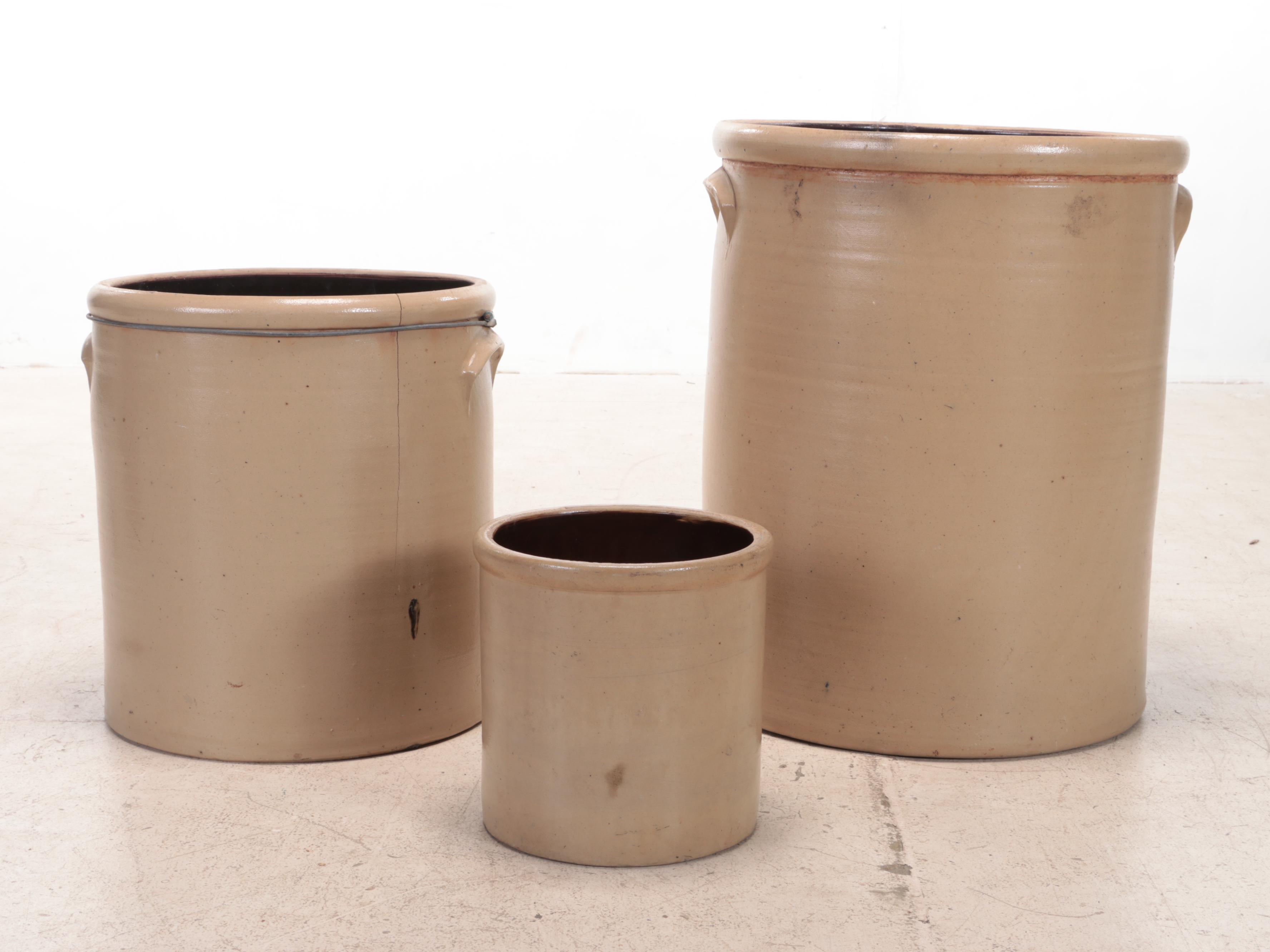 Red Wing Pottery Salt Glazed Stoneware Crocks, Late 19th Century