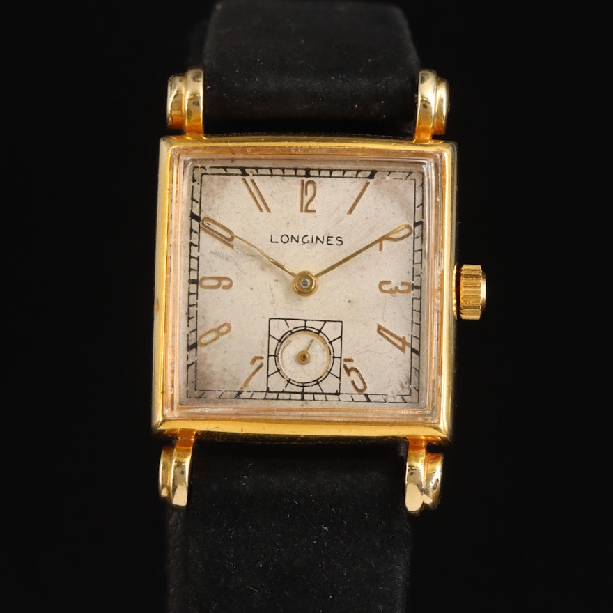 14K Longines Fancy Lugs Circa 1944 Wristwatch