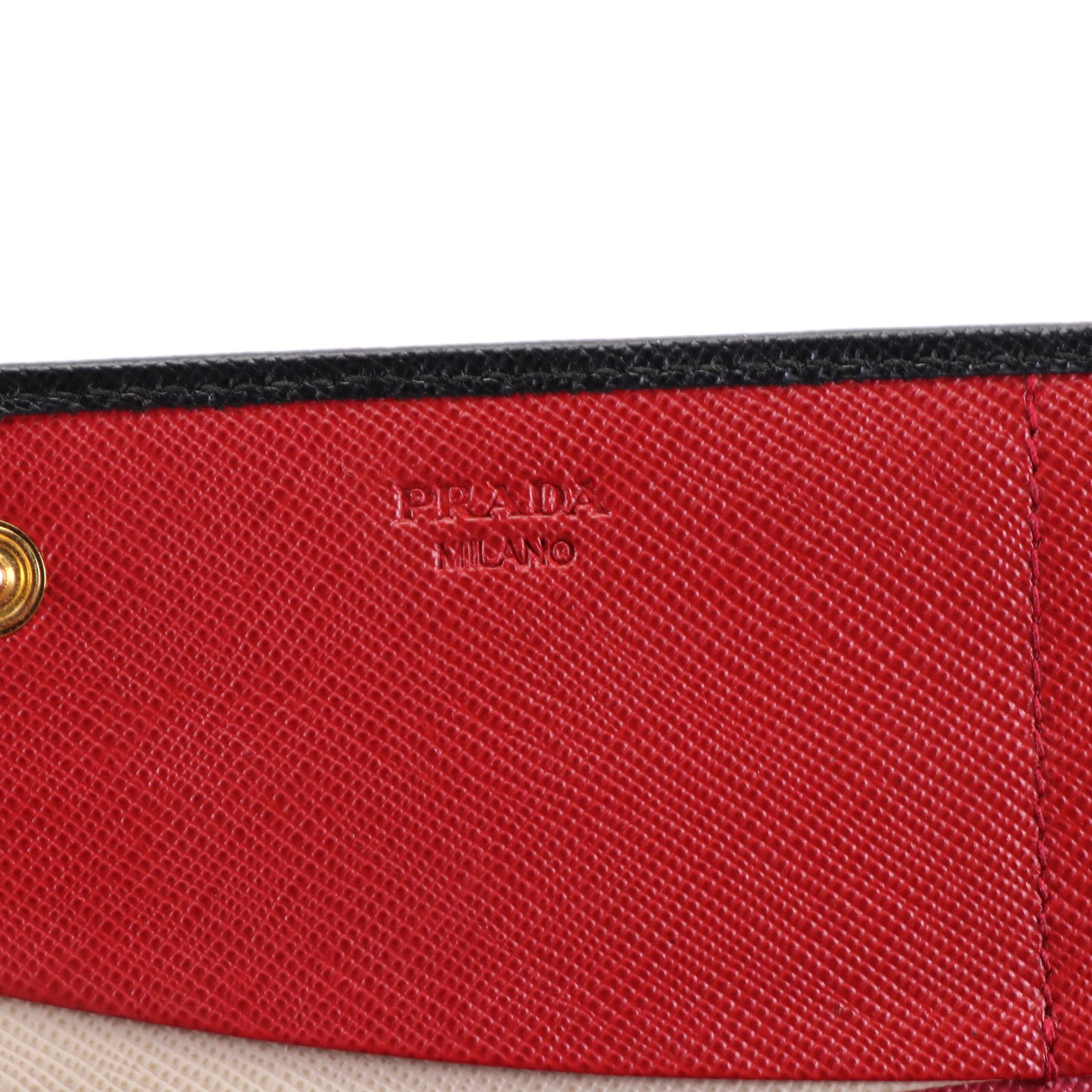 Prada Long Wallet in Black/Multicolor Saffiano Leather