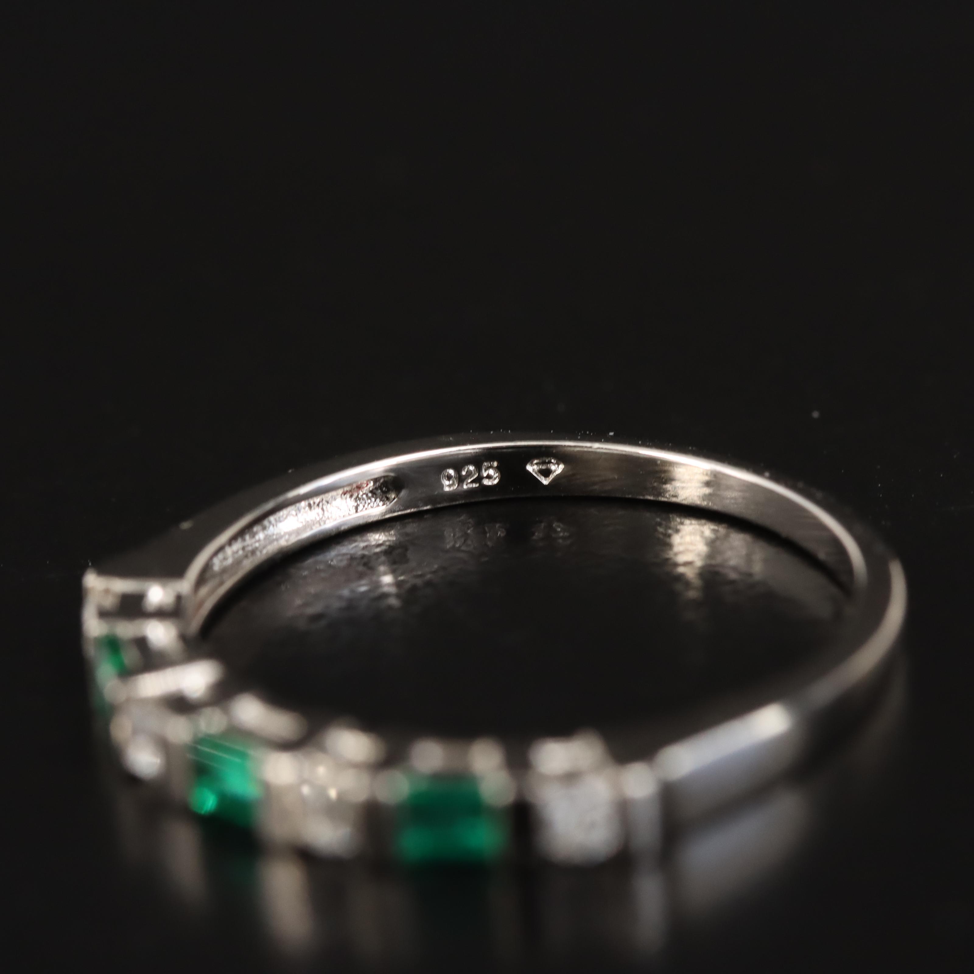 Sterling Emerald and Sapphire Ring