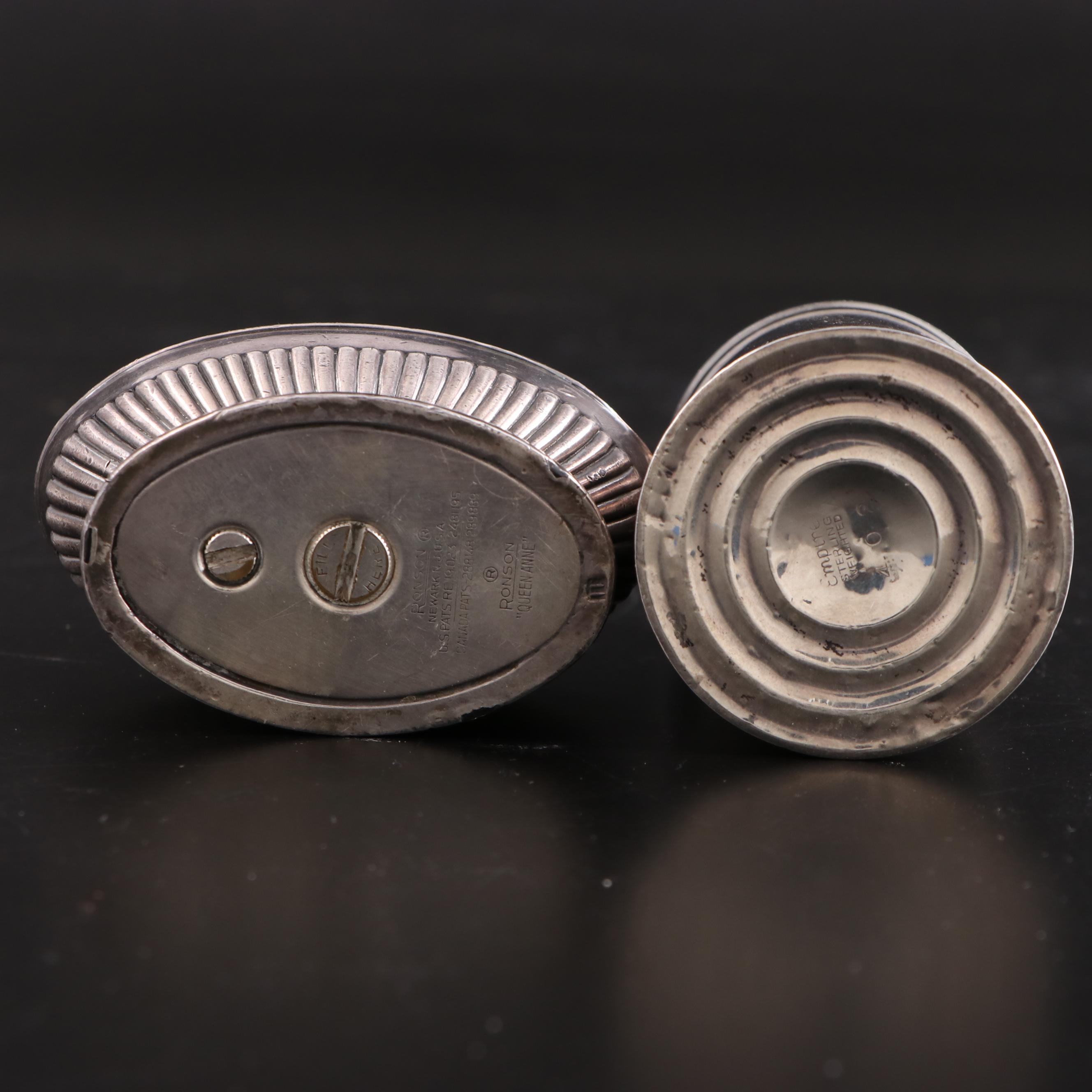 Empire Weighted Sterling Silver Lighter with Ronson "Queen Anne" Metal Lighter