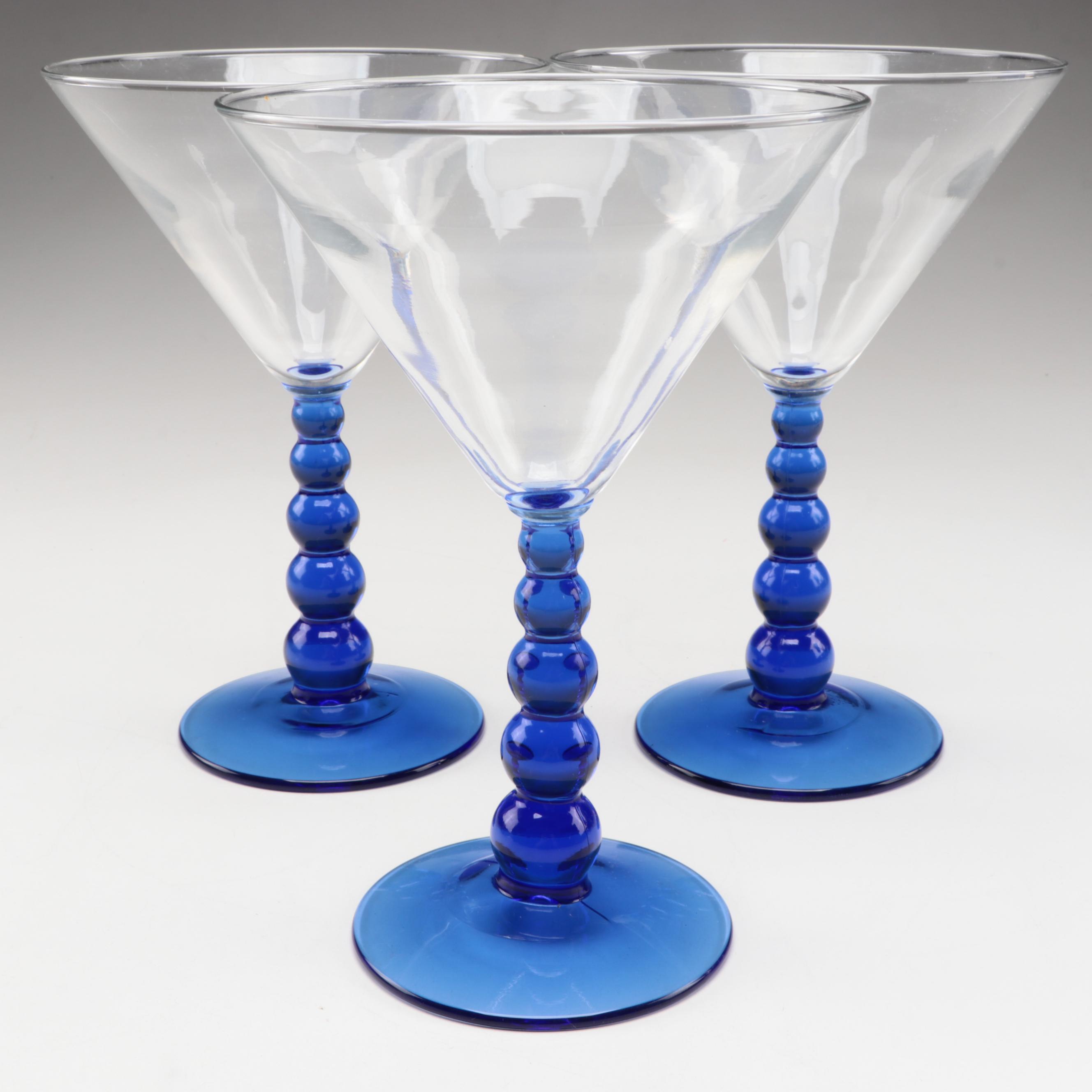 Libbey "Metropolis Blue" and Other Glass Stemware with Tumblers