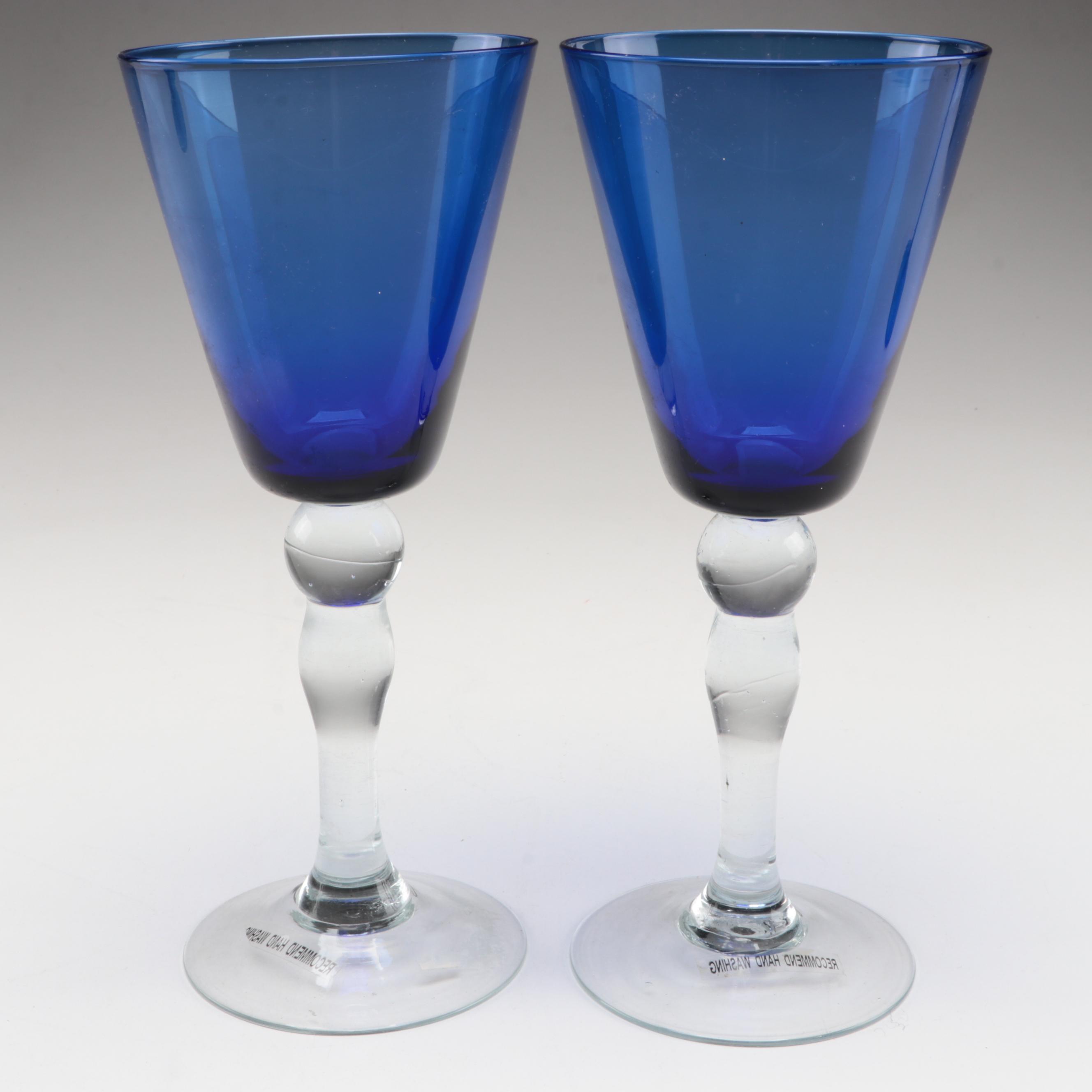 Libbey "Metropolis Blue" and Other Glass Stemware with Tumblers