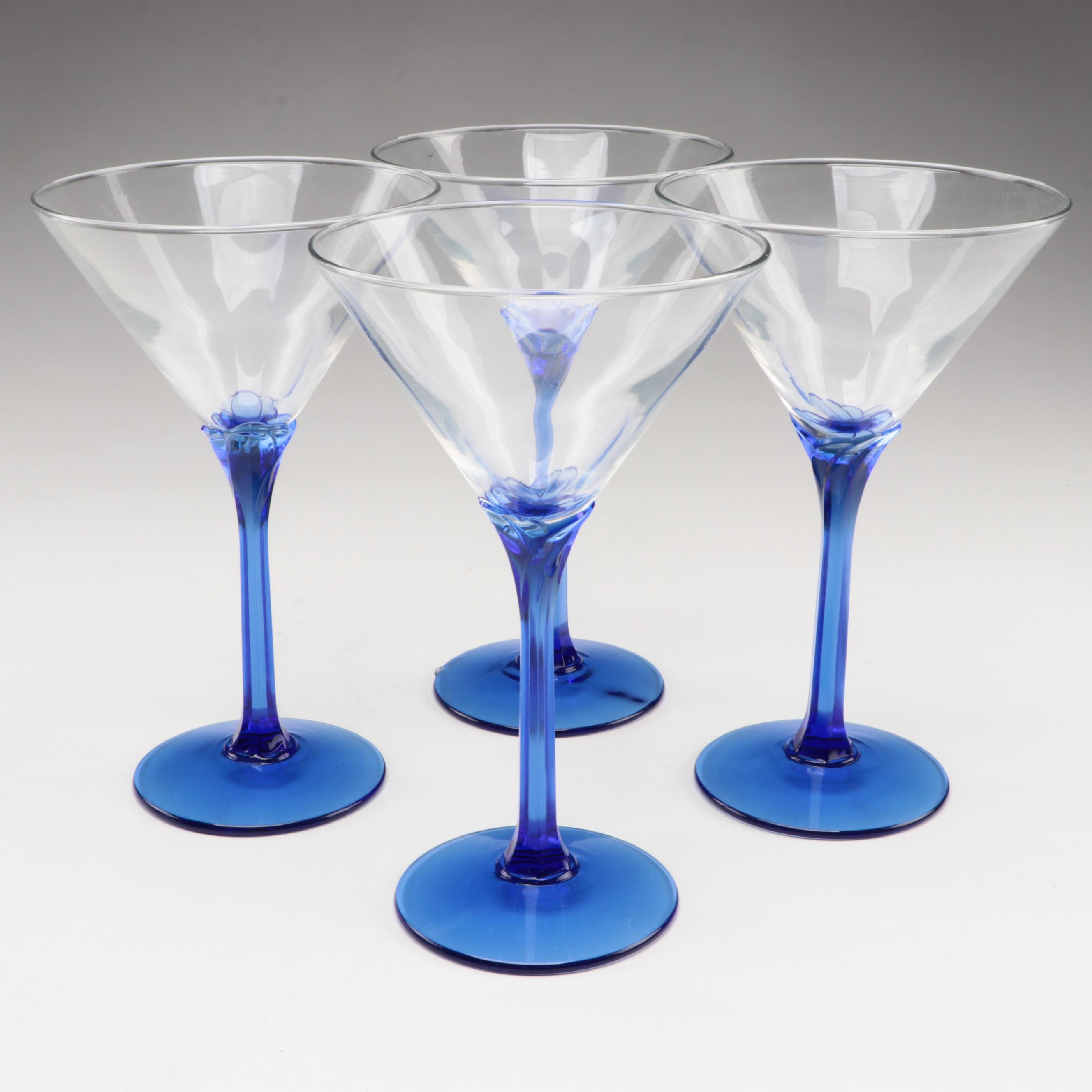 Libbey "Metropolis Blue" and Other Glass Stemware with Tumblers