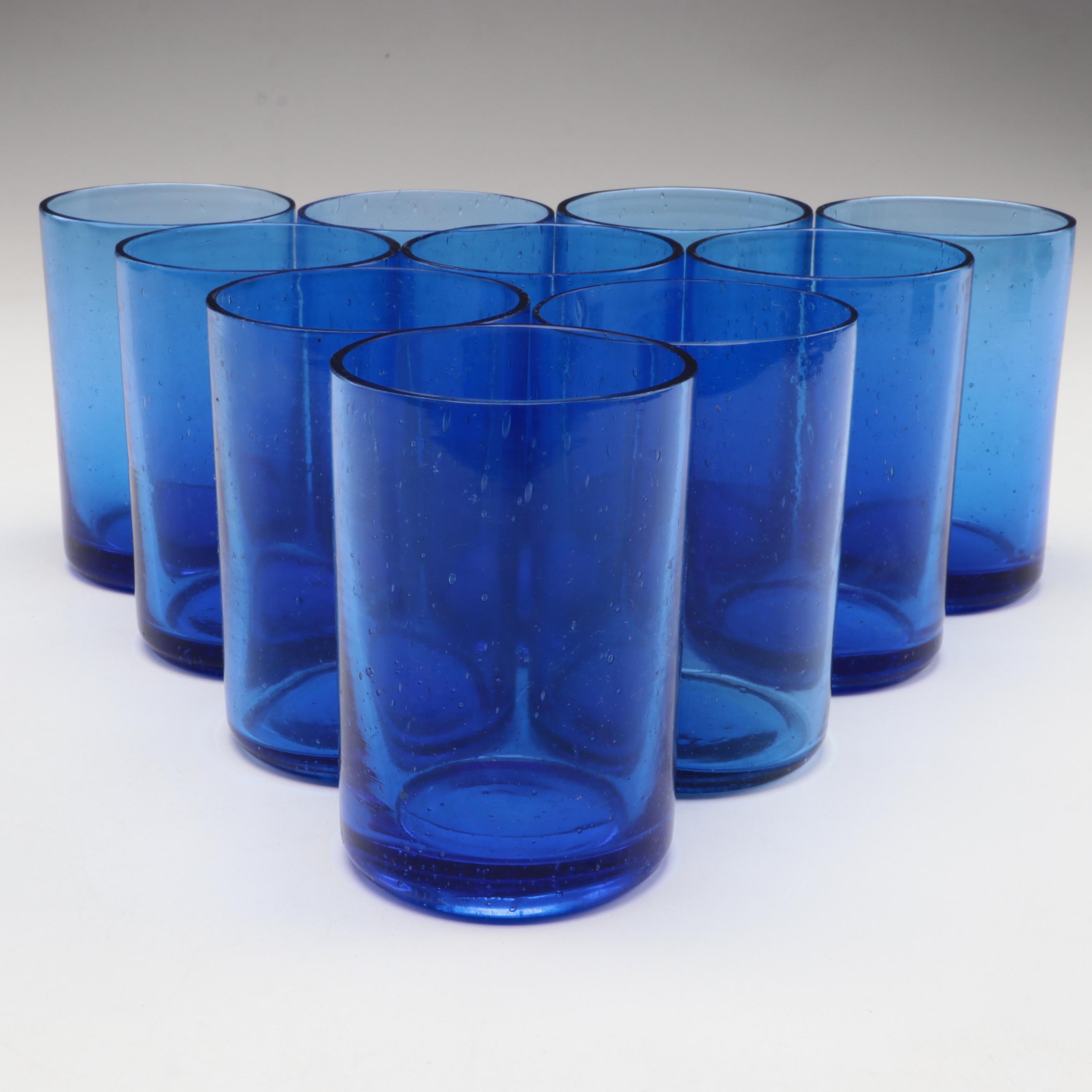 Libbey "Metropolis Blue" and Other Glass Stemware with Tumblers