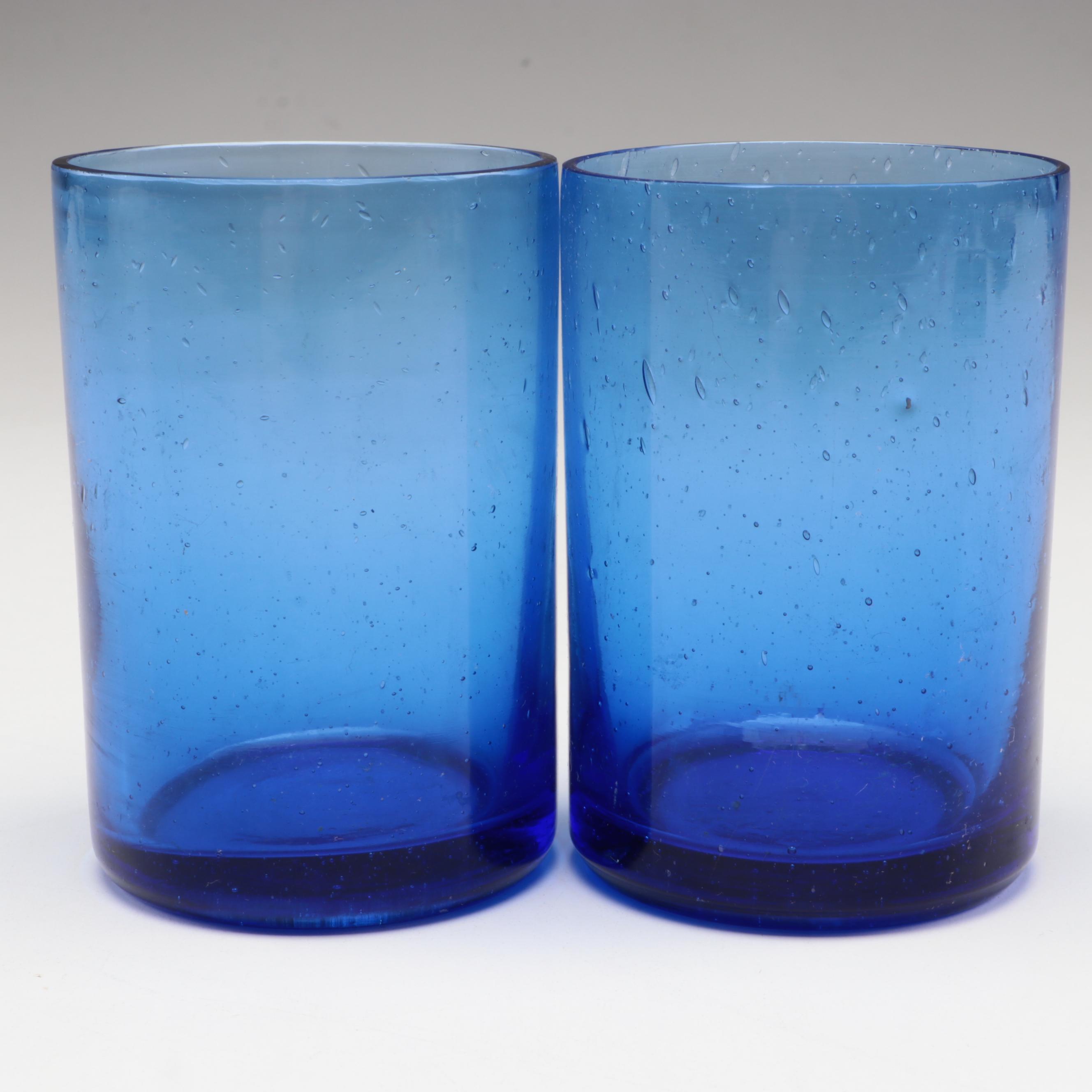 Libbey "Metropolis Blue" and Other Glass Stemware with Tumblers