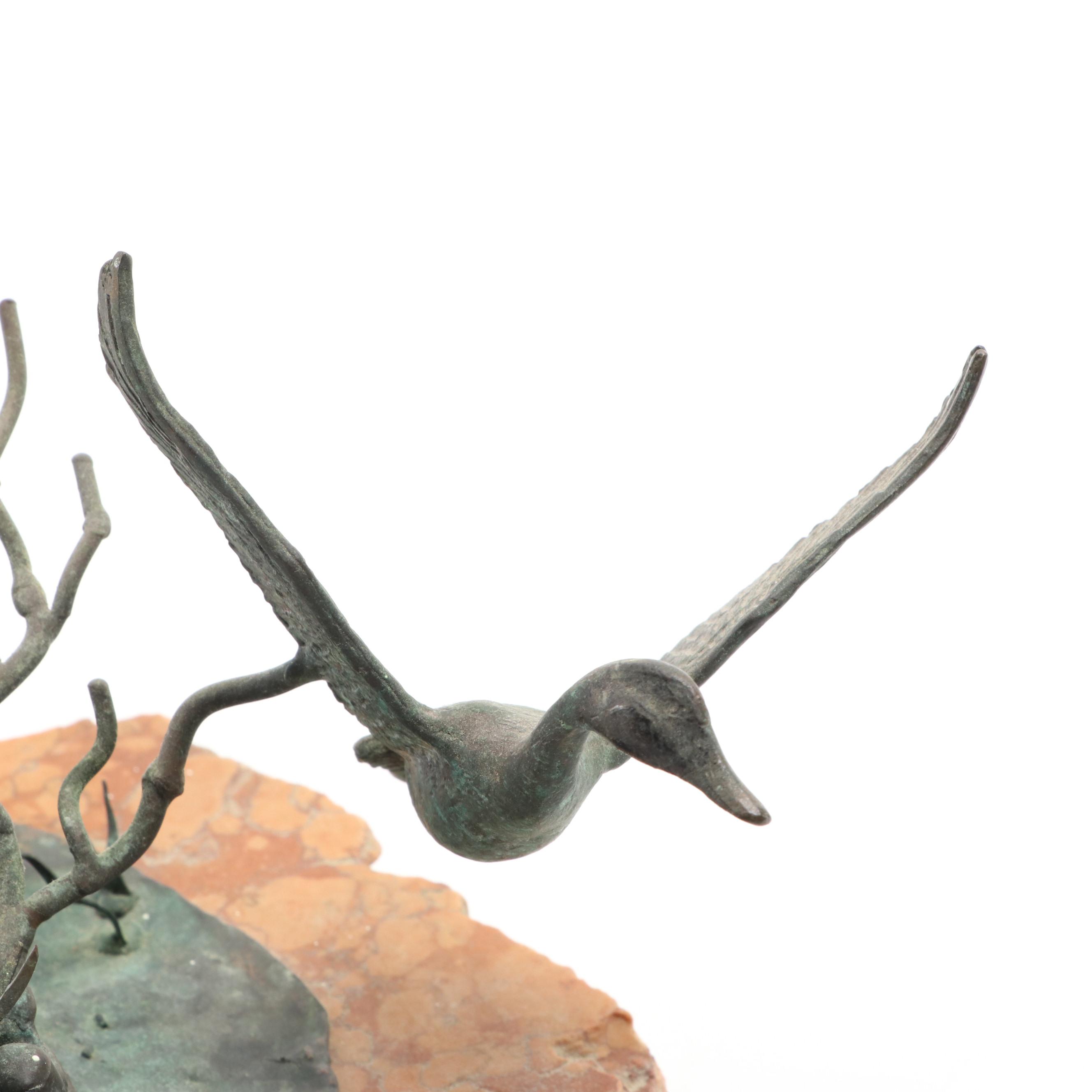 Dan Pogue Bronze Sculpture of Geese, Late 20th Century