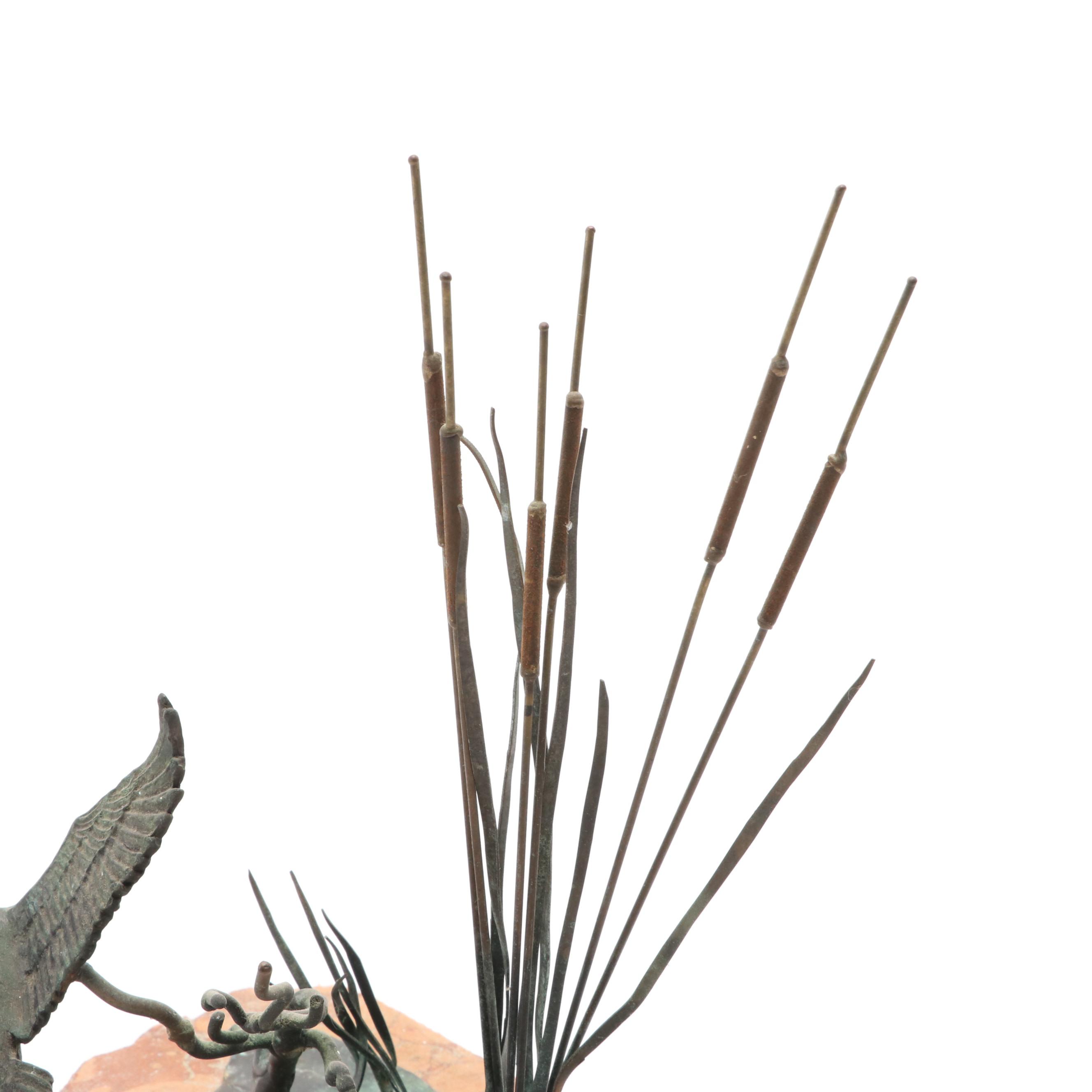 Dan Pogue Bronze Sculpture of Geese, Late 20th Century