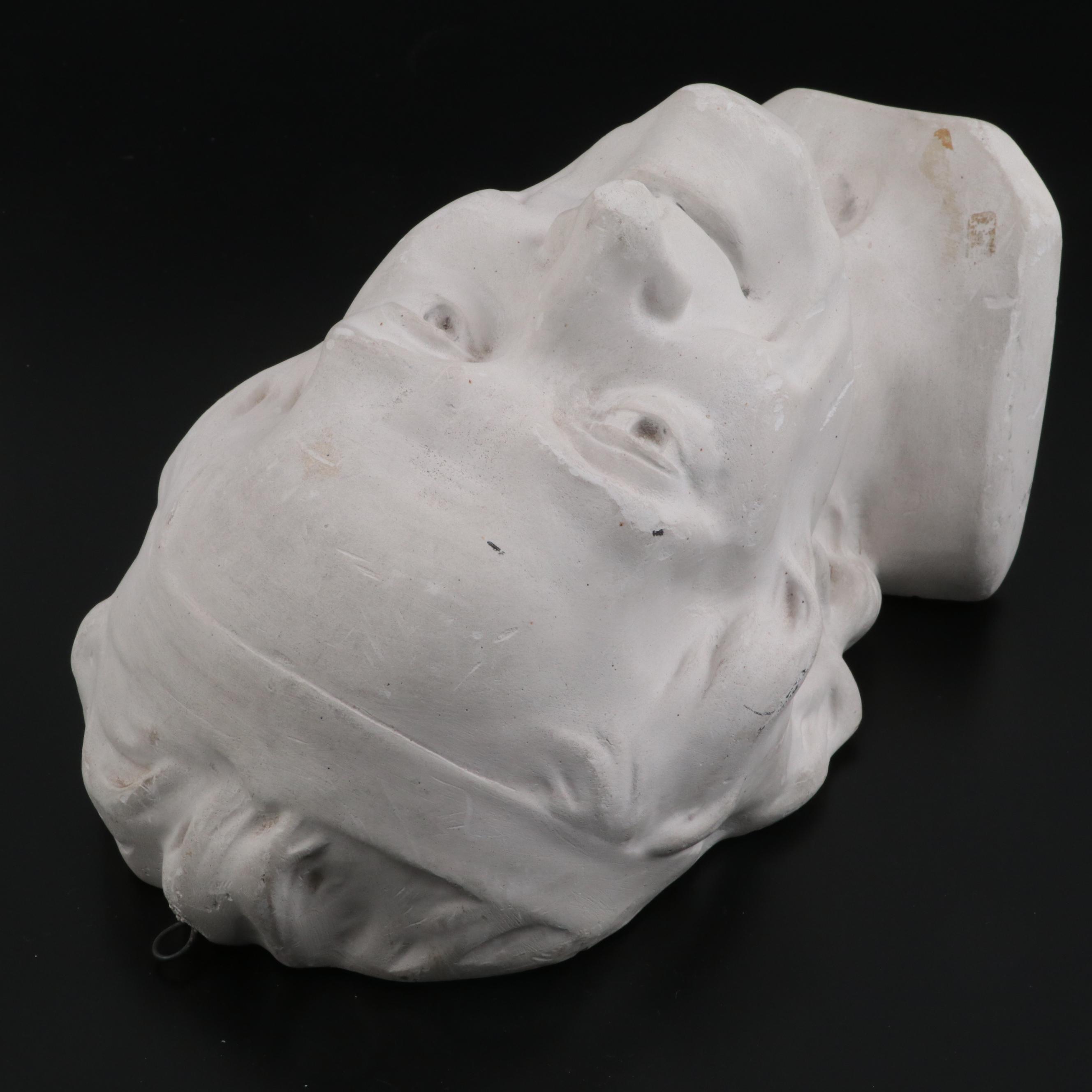 Plaster Bust of Voltaire after Jean-Antione Houdon and Acanthus Leaf Corbels