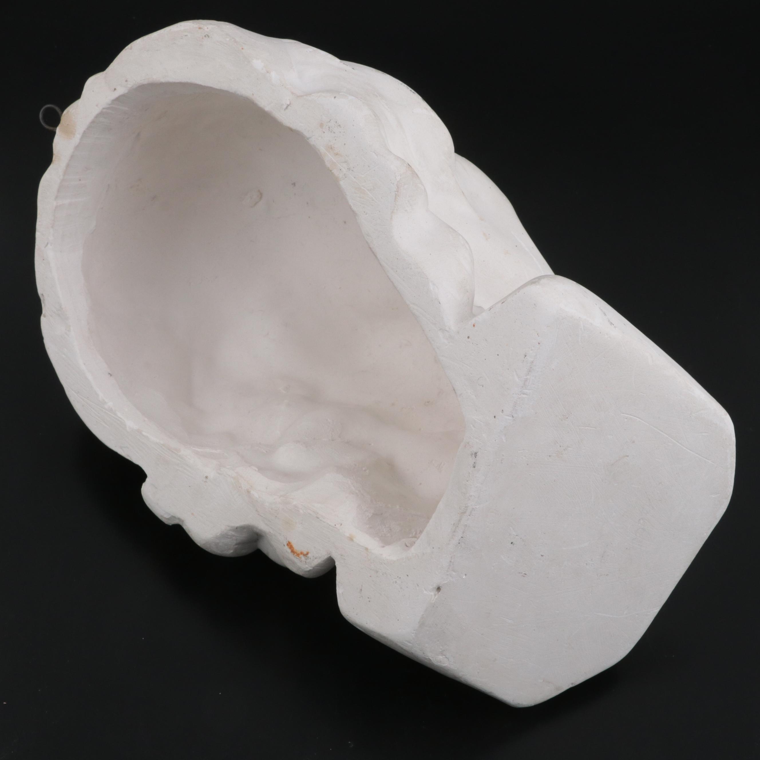 Plaster Bust of Voltaire after Jean-Antione Houdon and Acanthus Leaf Corbels