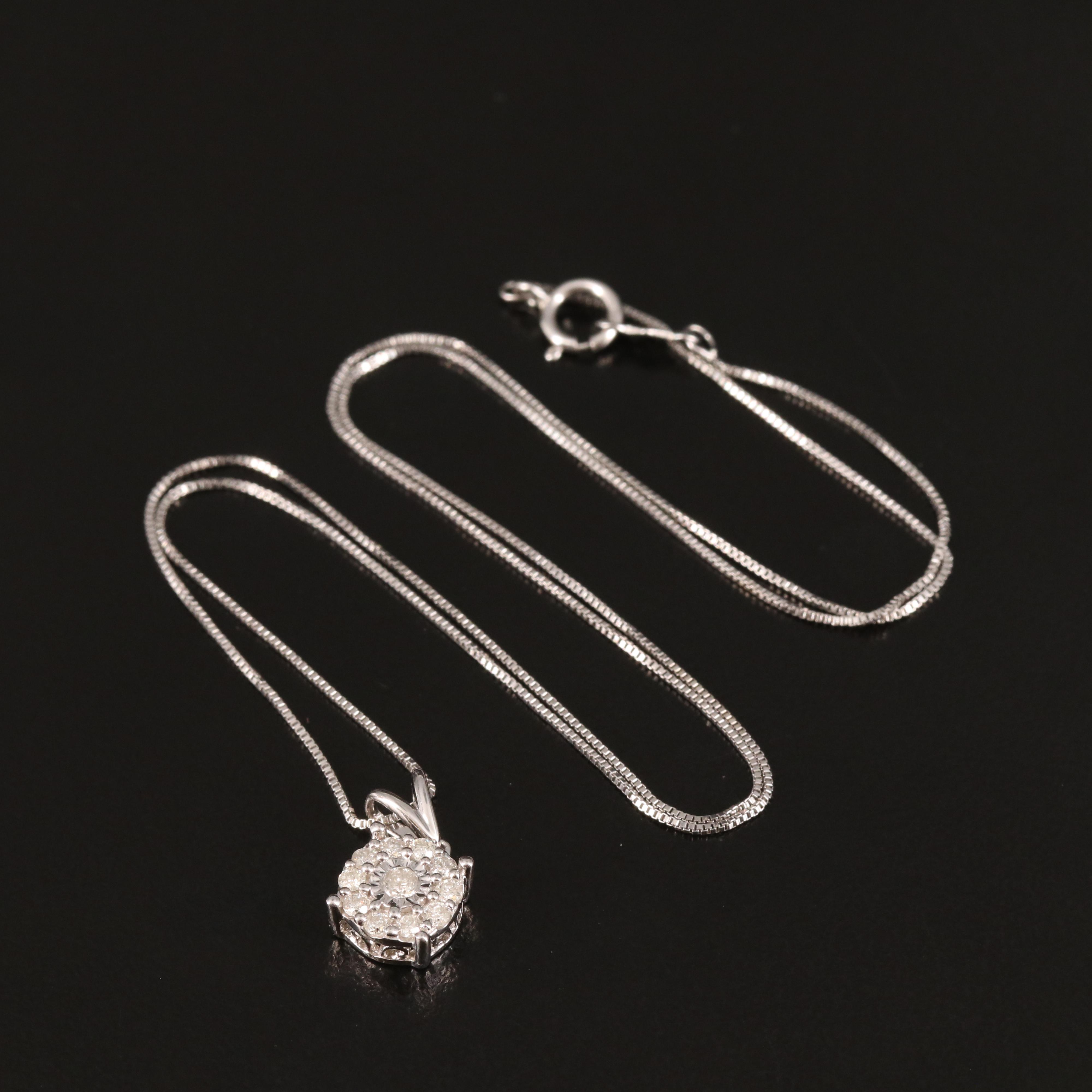 Sterling Diamond Pendant Necklace