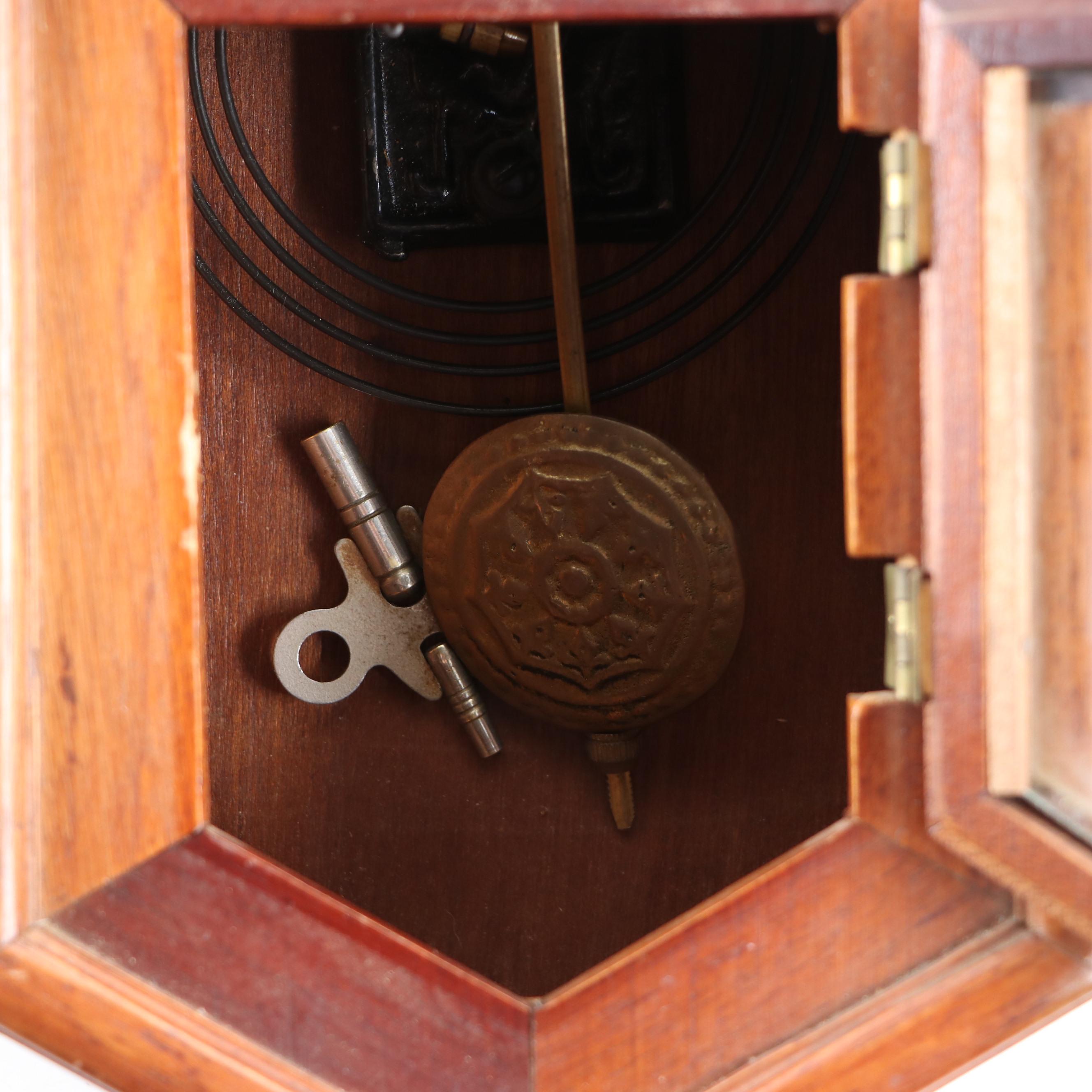 Wooden Regulator Pendulum Wall Clock, Early to Mid-20th Century
