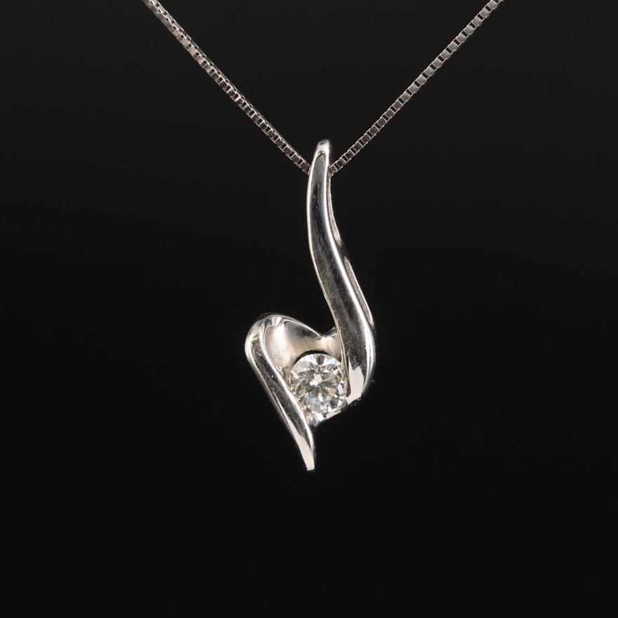 14K 0.11 CT Diamond Pendant Necklace