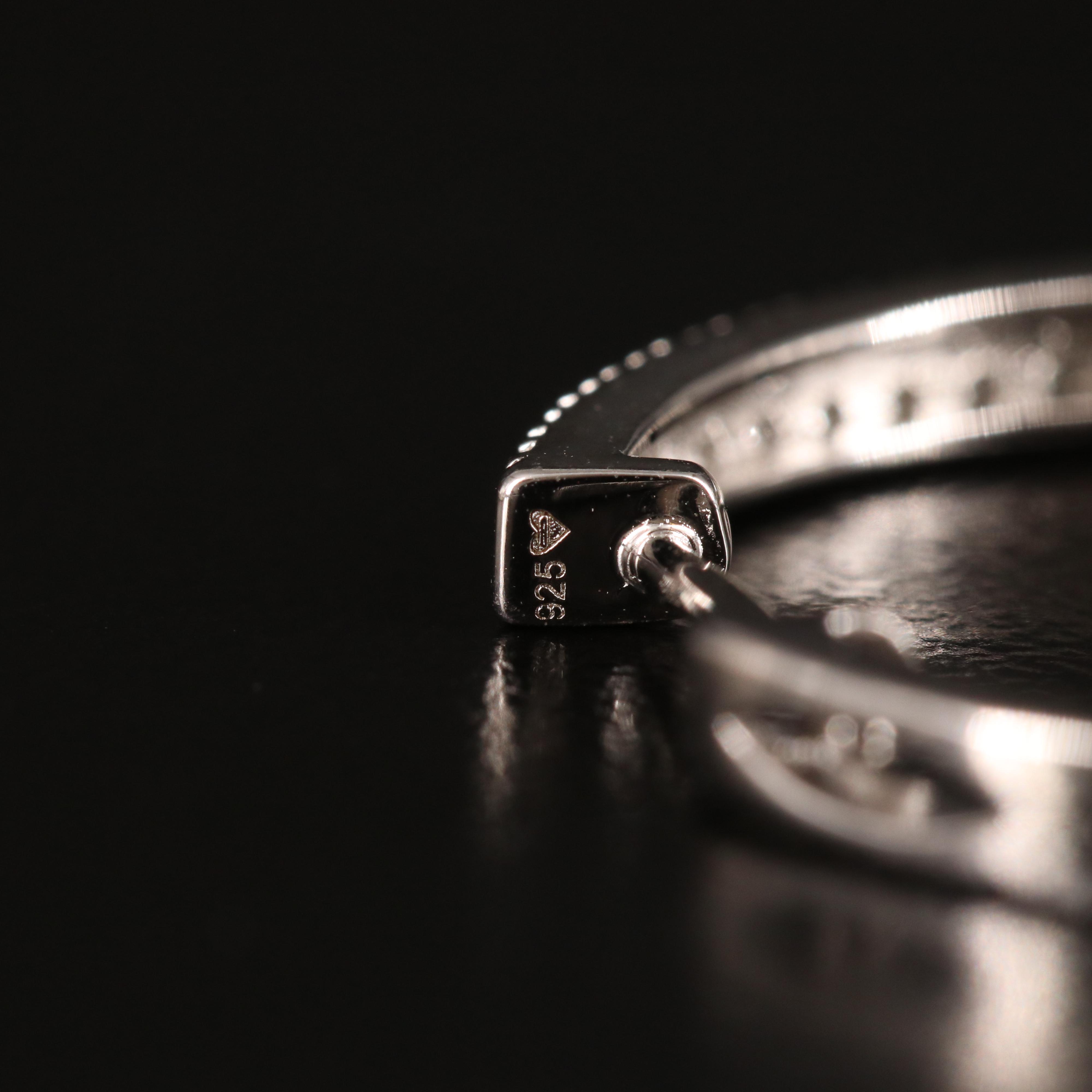 Sterling Diamond Square Edge Hoop Earrings