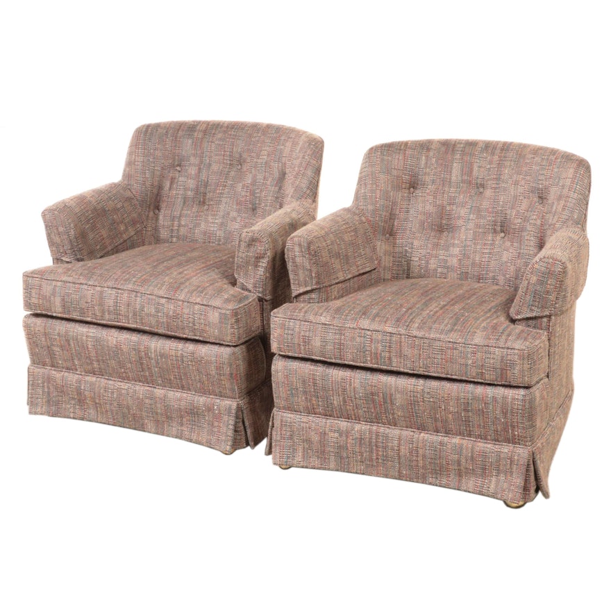 Pair of Upholstered Armchairs on Casters