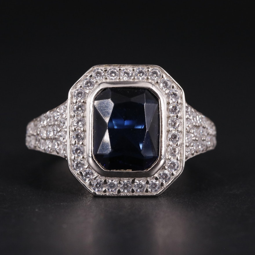 Sapphire with Cubic Zirconia Ring