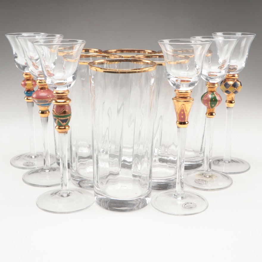 Home Essentials Apertif Glasses with Gold Rimmed Glass Tumblers