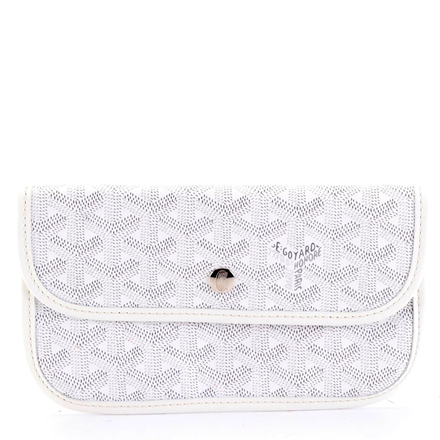 Goyard Saint Louis Pochette in White Goyardine Coated Canvas and Leather