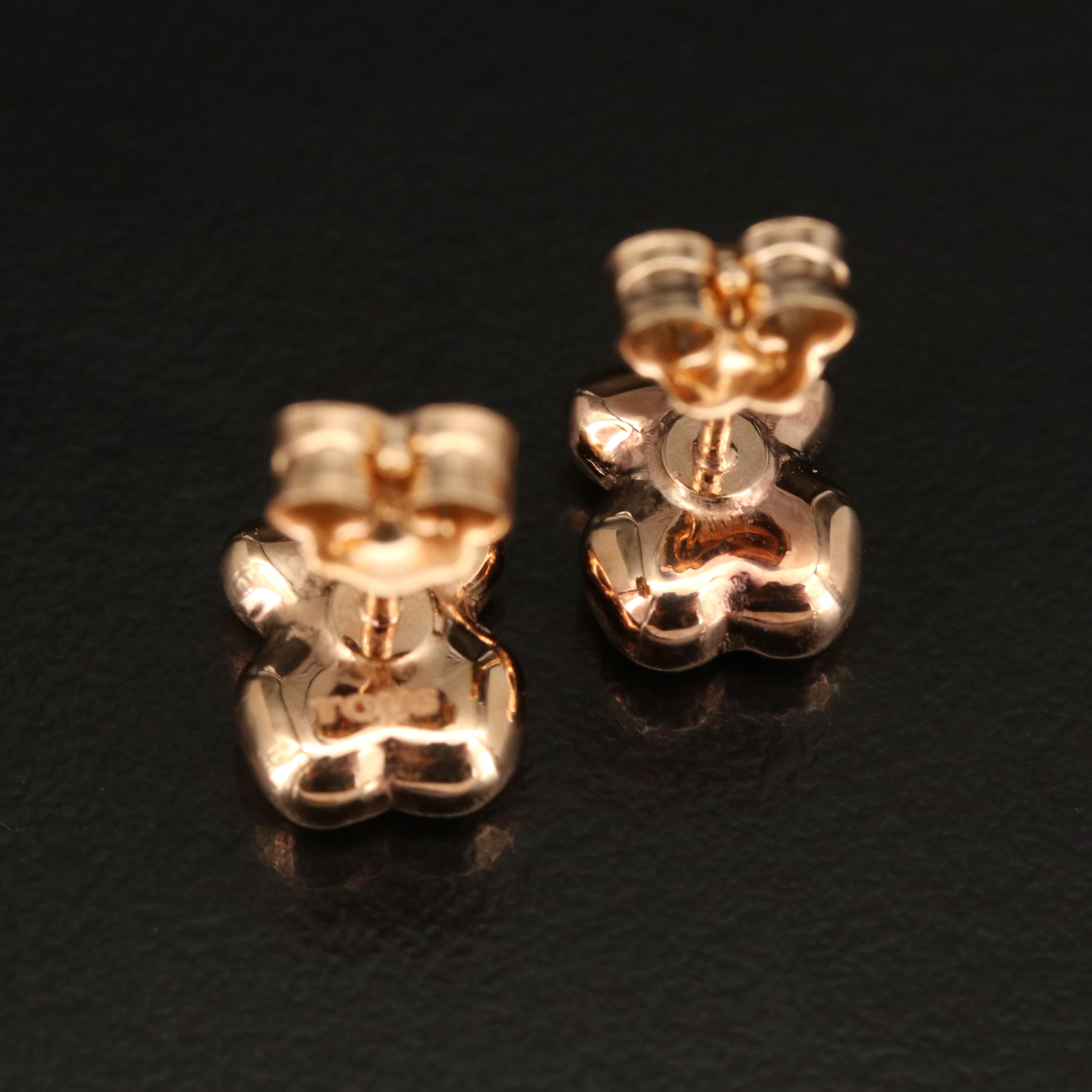 Tous 14K Rose Gold "Teddy Bear" Stud Earrings