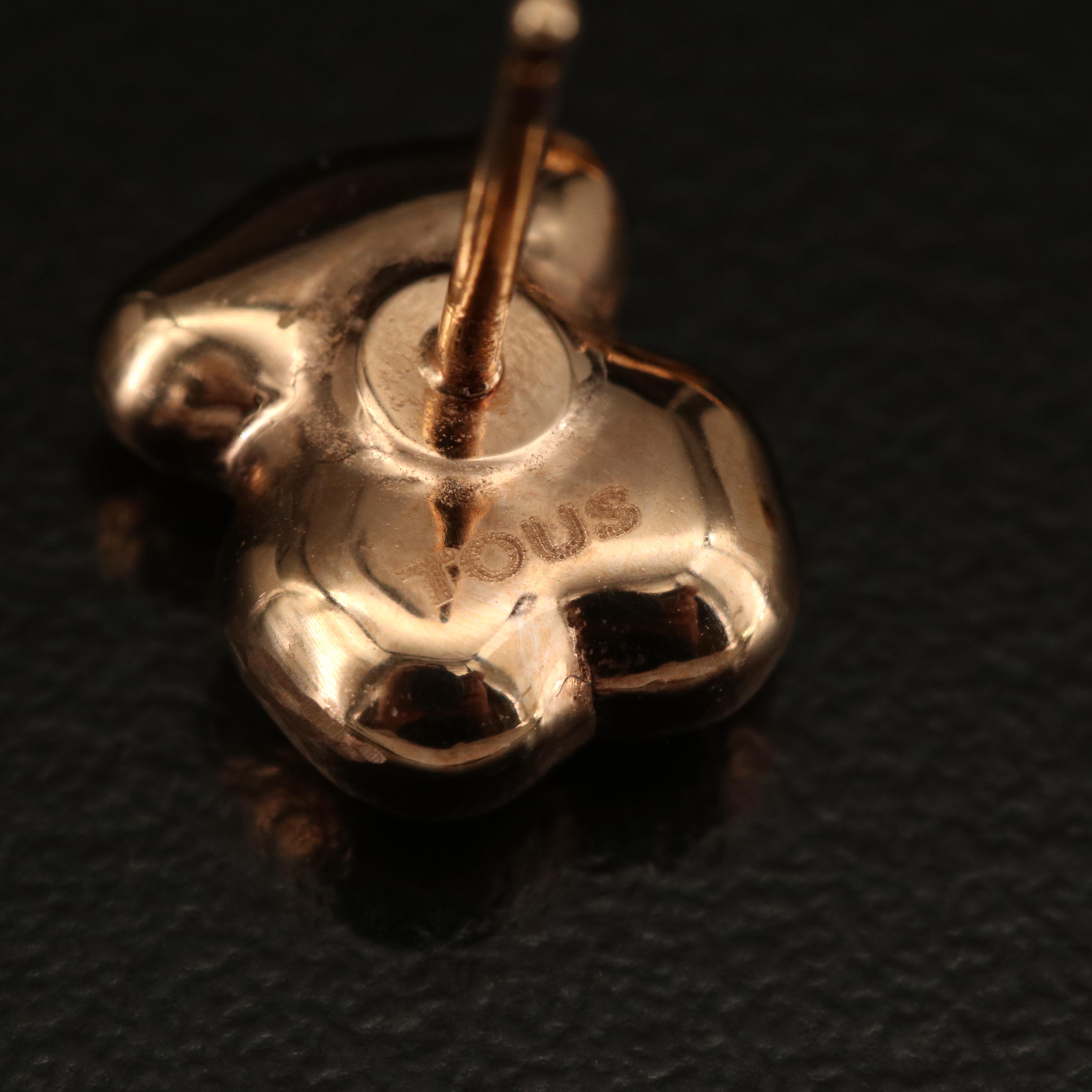 Tous 14K Rose Gold "Teddy Bear" Stud Earrings