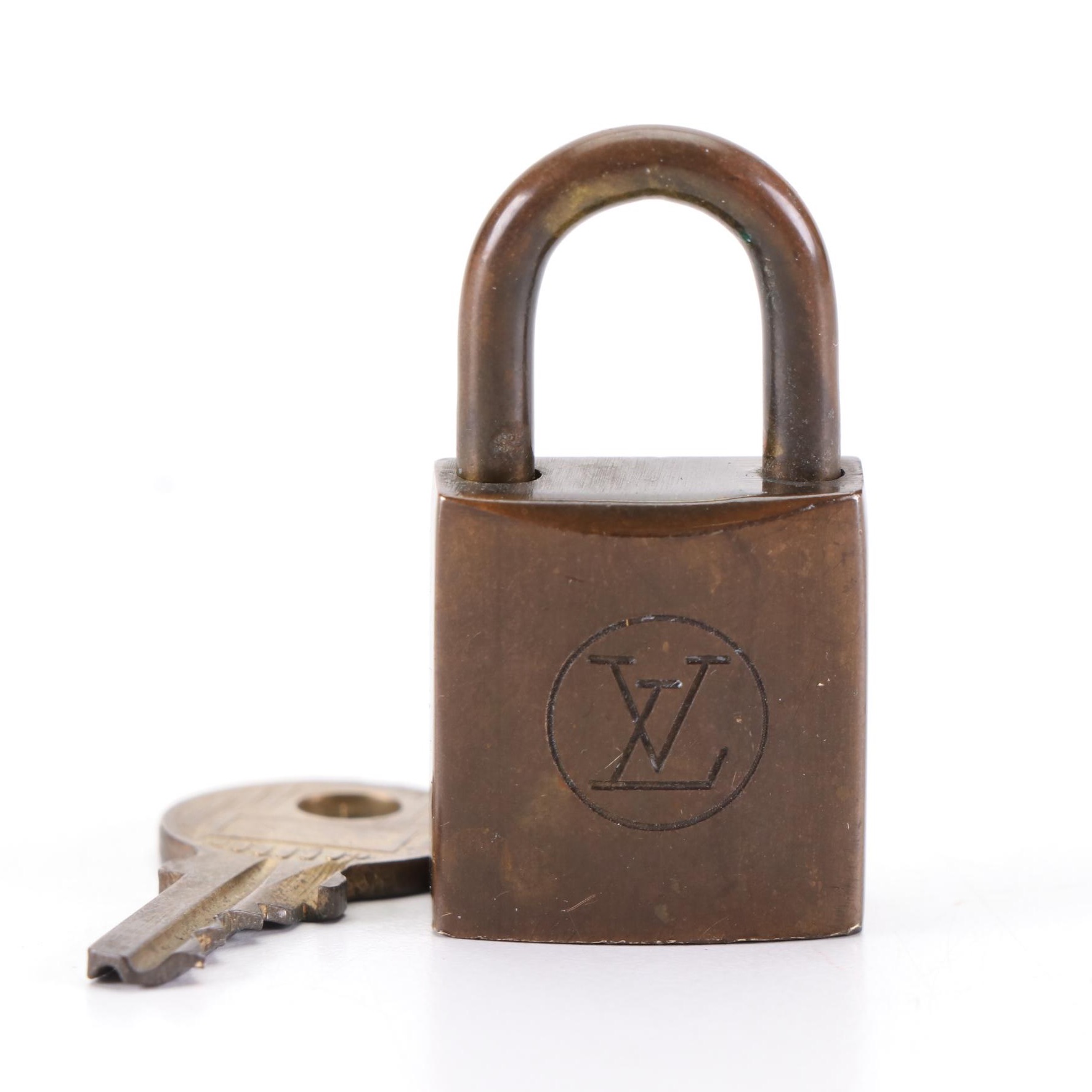 Louis Vuitton Brass Padlock and Key Set