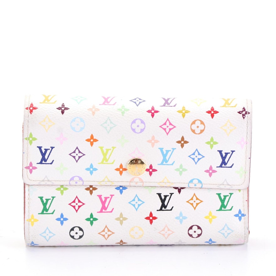 Louis Vuitton Alexandra Wallet in White Monogram Multicolore Canvas