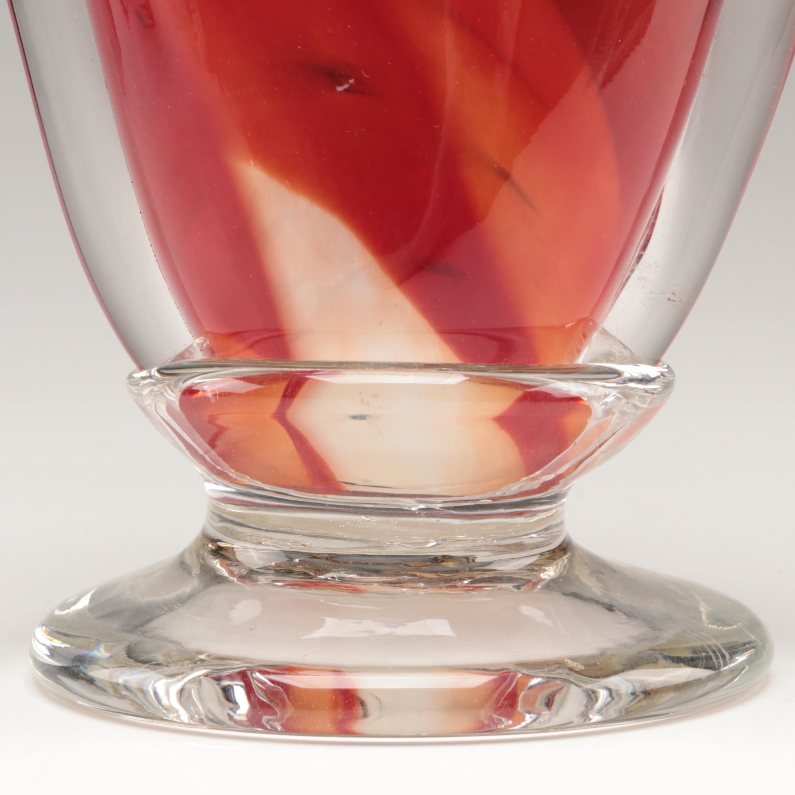 Mark Rosenbaum for Rosetree Blown Footed Studio Art Glass Shoulder Vase, 2006