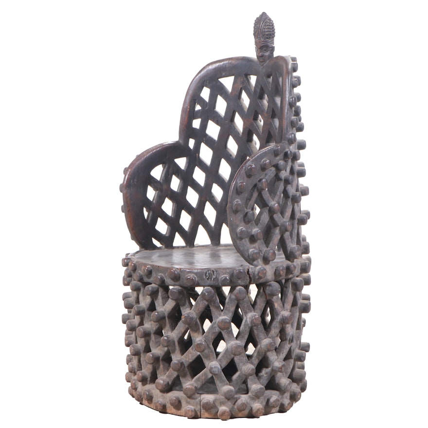 Bamileke Carved Hardwood Armchair