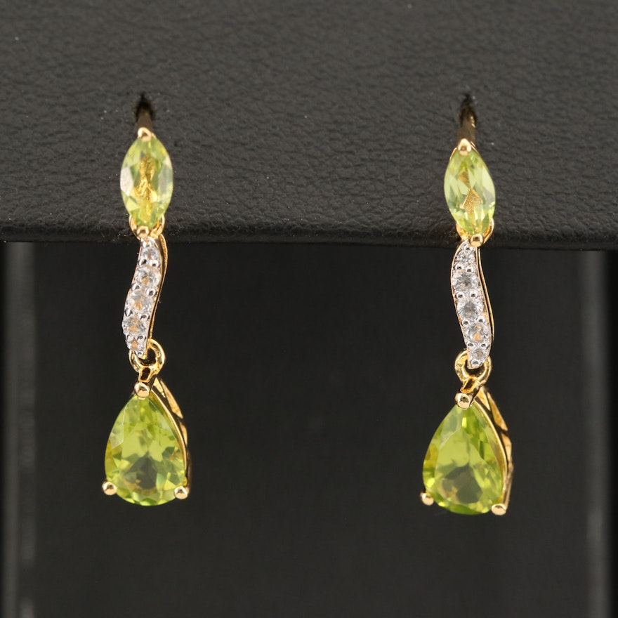 Sterling Peridot and White Topaz Earrings