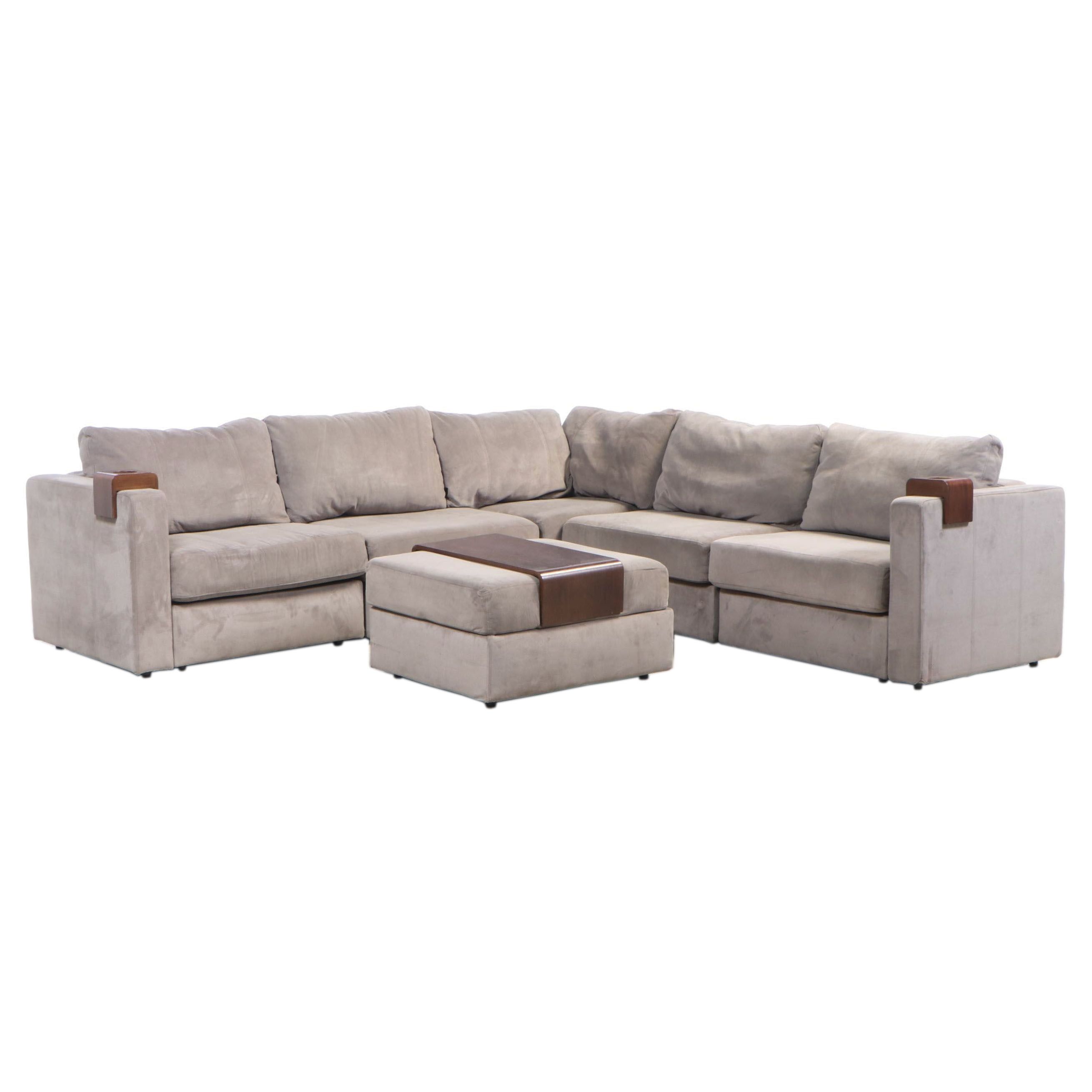 Lovesac Sectional Seating Group with Walnut Serving Accessories