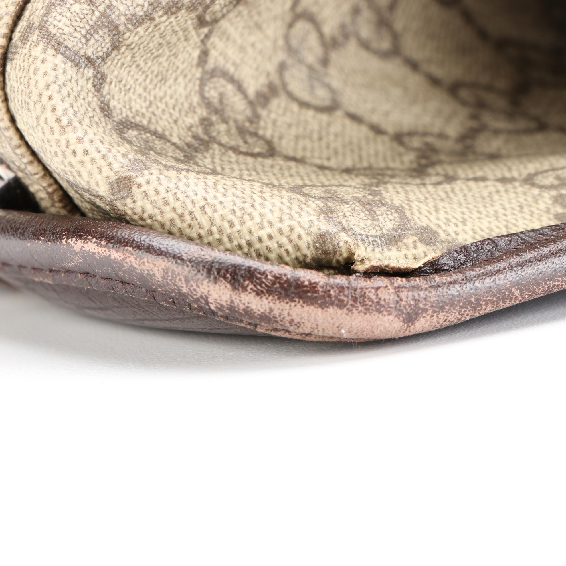 Gucci Medium Tote in GG Supreme Canvas, Brown Leather, and Web Stripe