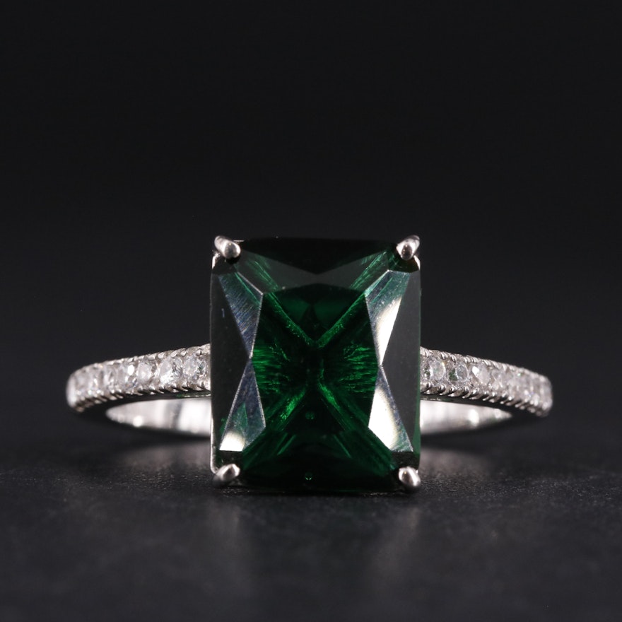 Emerald with Cubic Zirconia Ring