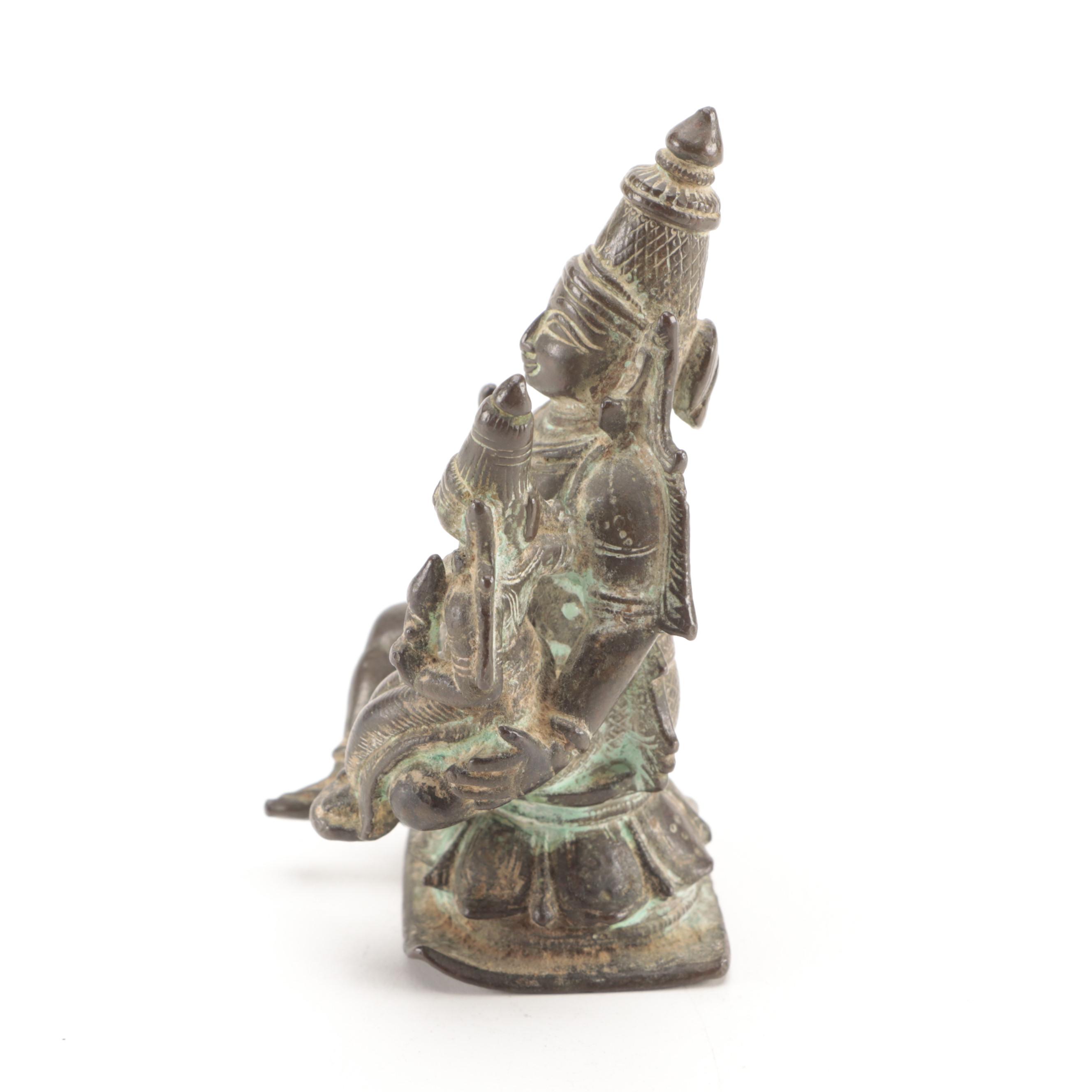 Southeast Asian Brass Hindu Shiv Mata Parvati Figurine