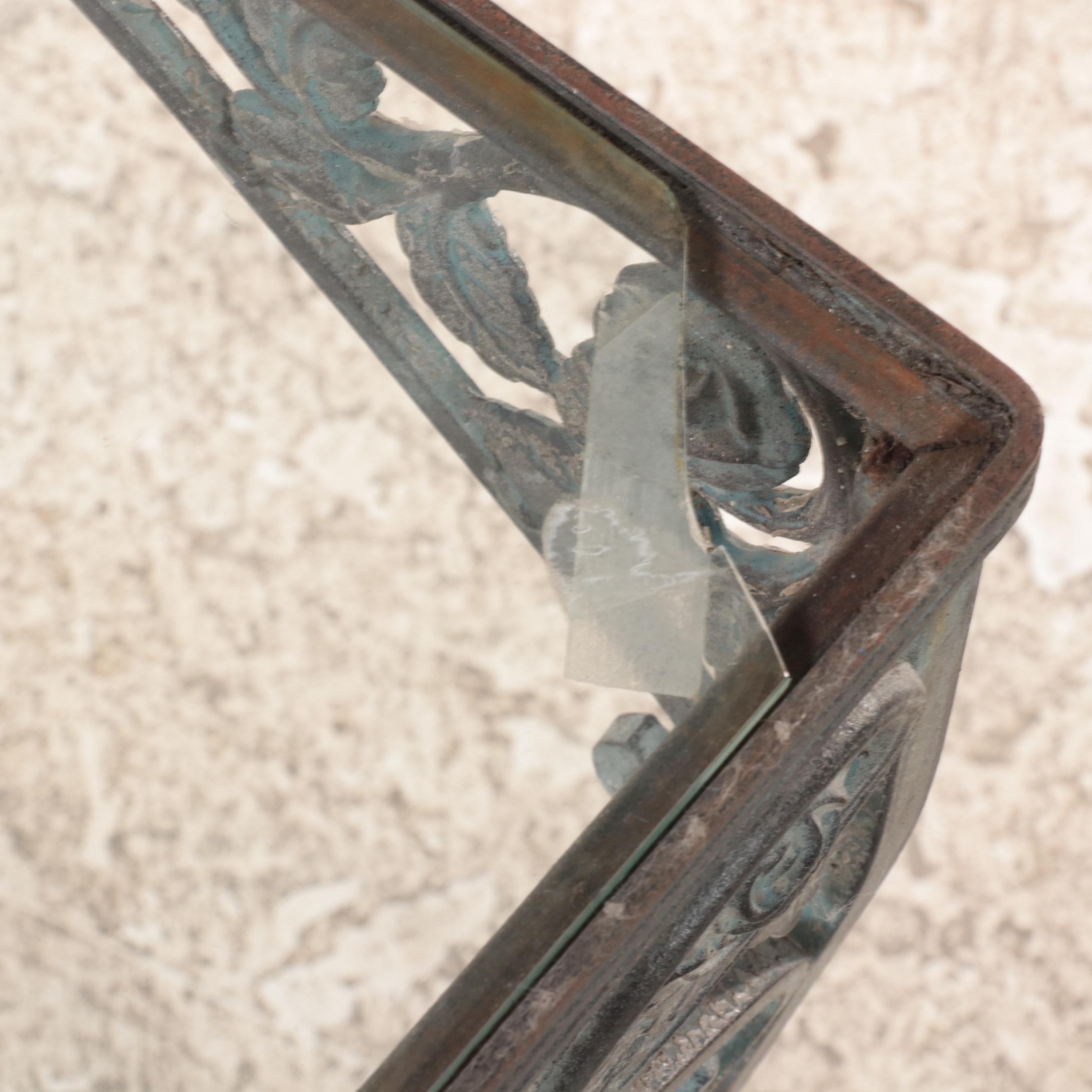 Cast Iron Patio Dining Set with Glass, Vintage