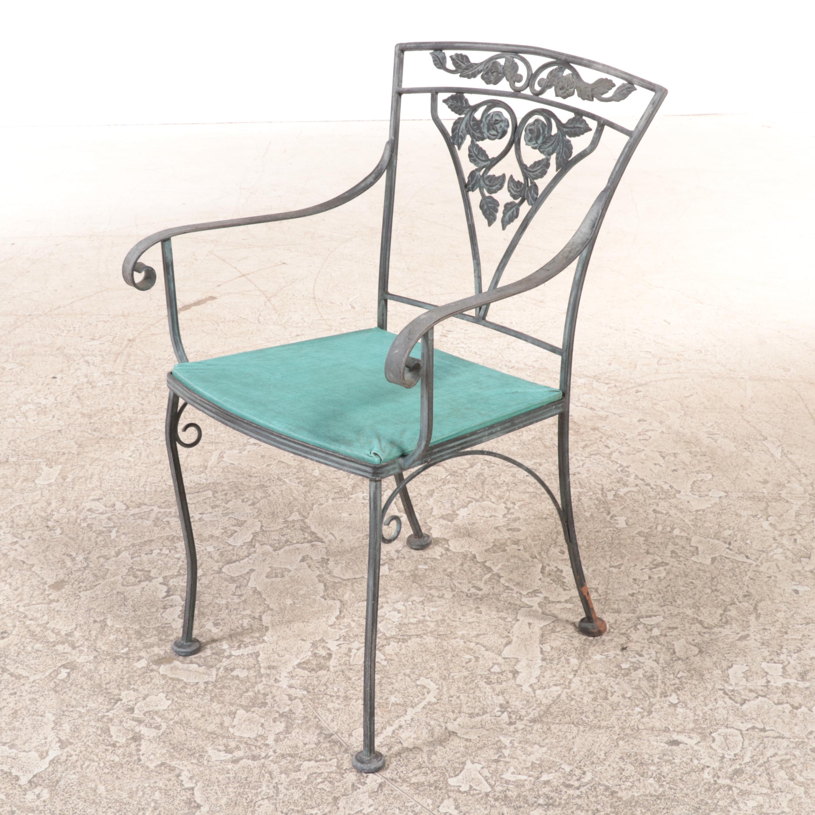 Cast Iron Patio Dining Set with Glass, Vintage