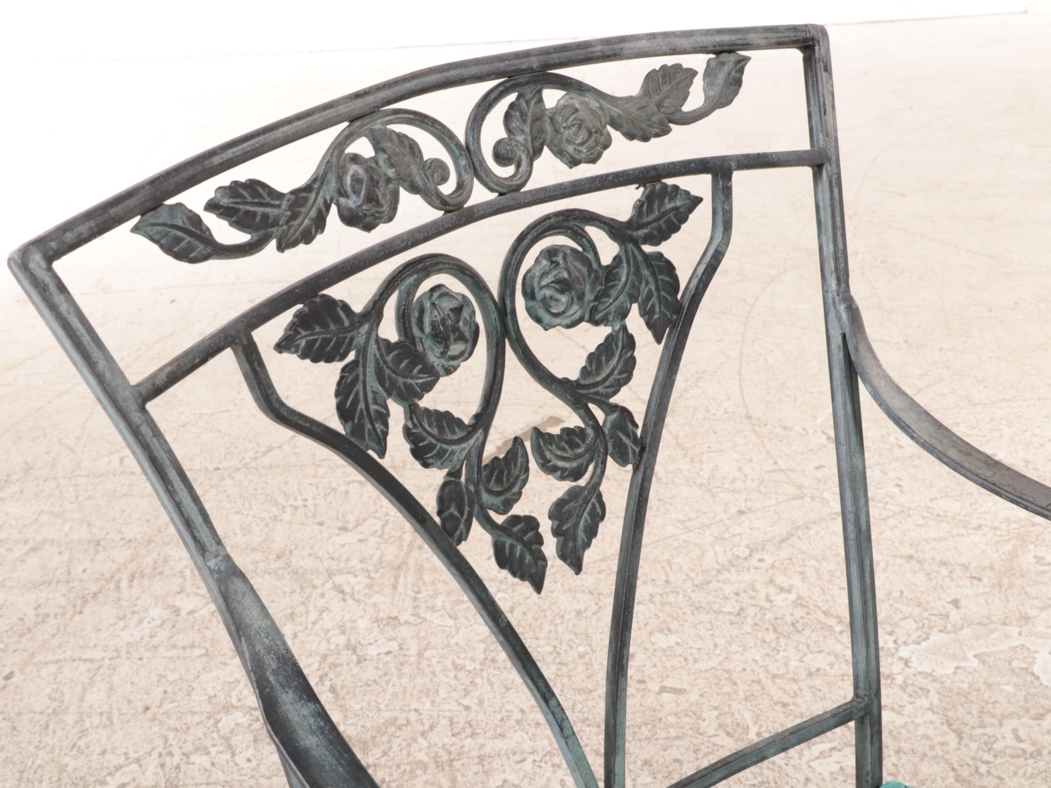 Cast Iron Patio Dining Set with Glass, Vintage