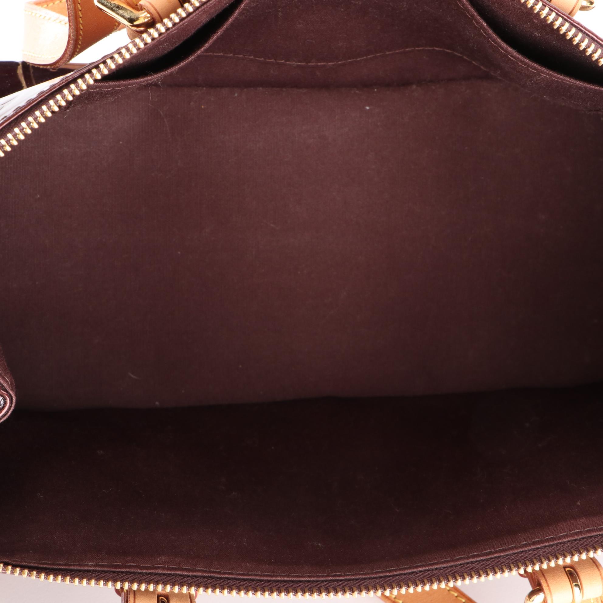 Louis Vuitton Rosewood Ave in Rouge Fauviste Monogram Vernis/Vachetta Leather